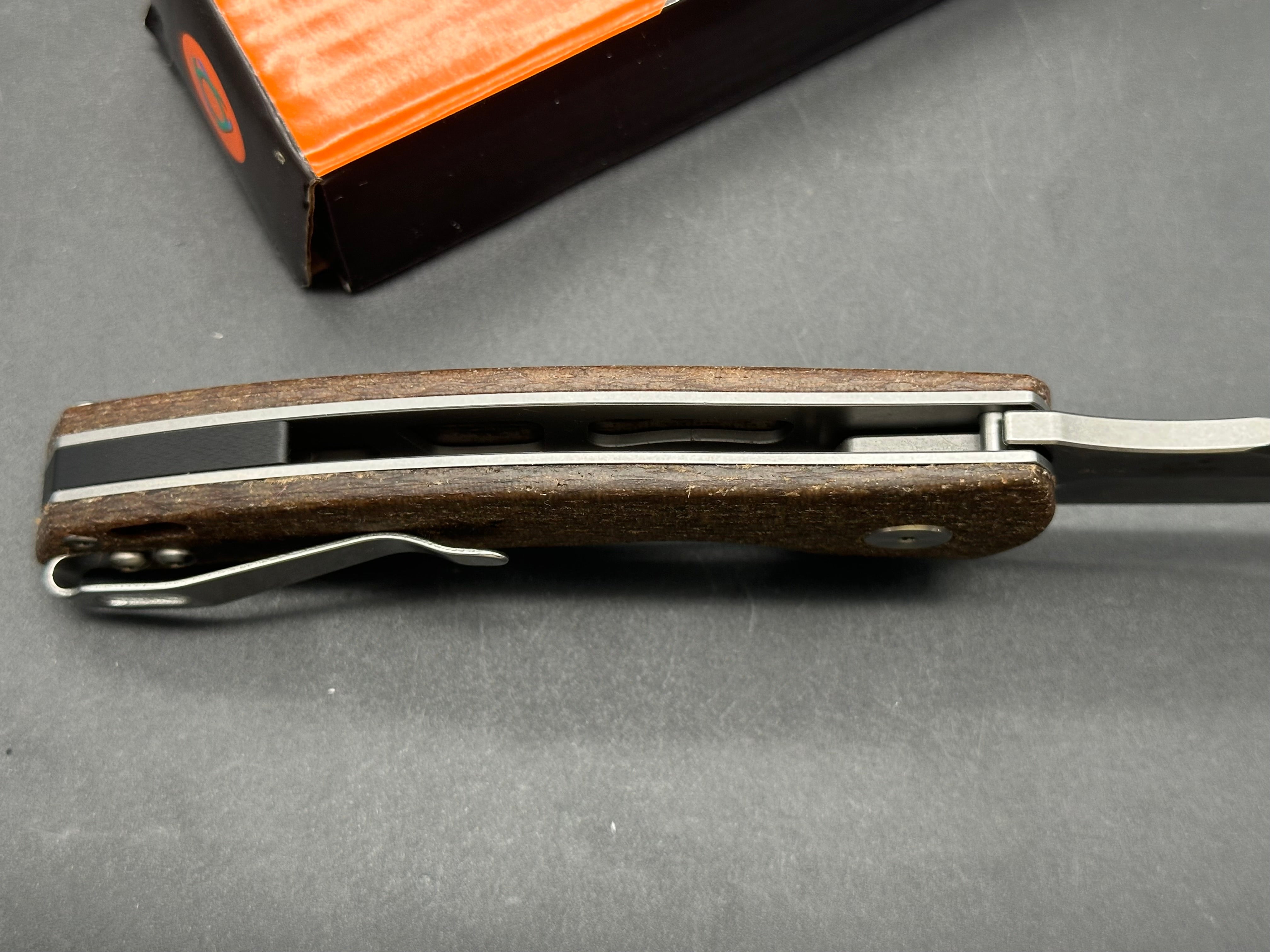 SIXLEAF SL 02 Folding Knife - D2 Steel Plain Edge with Brown Linen Micarta Handle | EDC, Camping, Outdoor Survival & Everyday Carry Tool