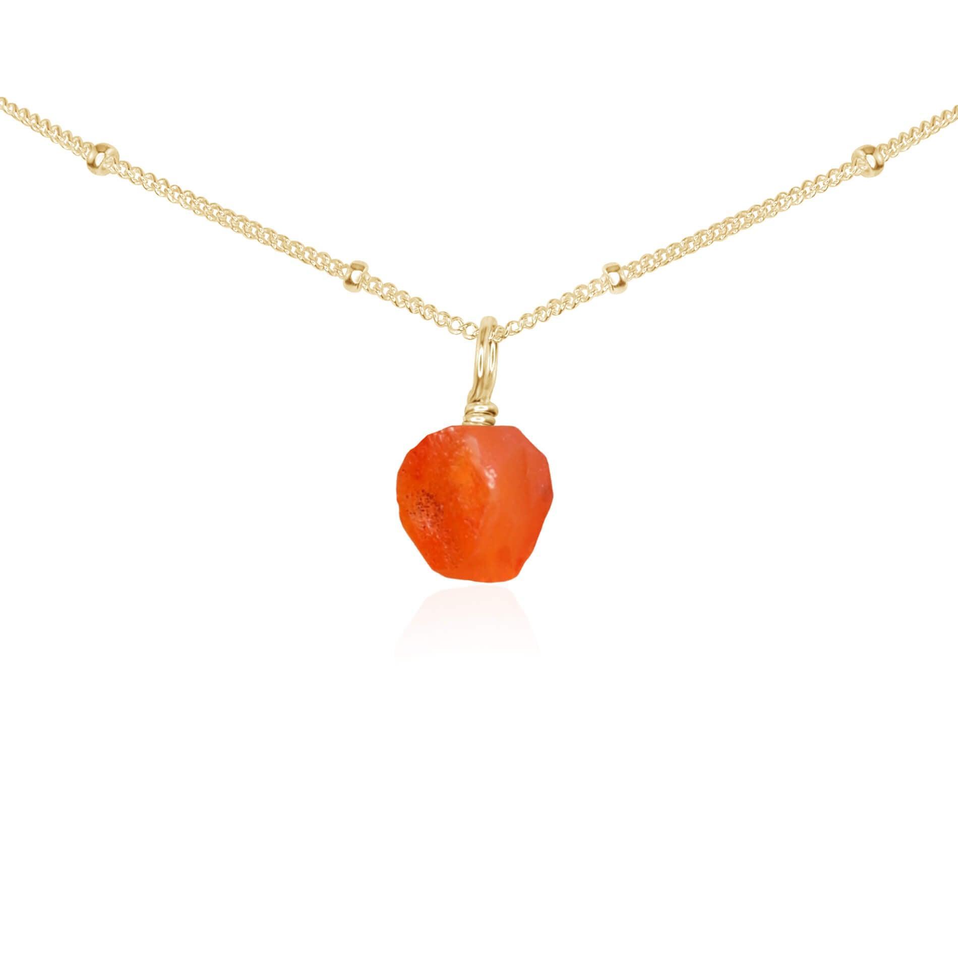 Natural Tiny Rough Carnelian Gemstone Pendant Choker Necklace for Women - Healing Crystal Jewelry for Energy, Protection & Spiritual Balance | Perfect for Meditation, Yoga & Everyday Wear