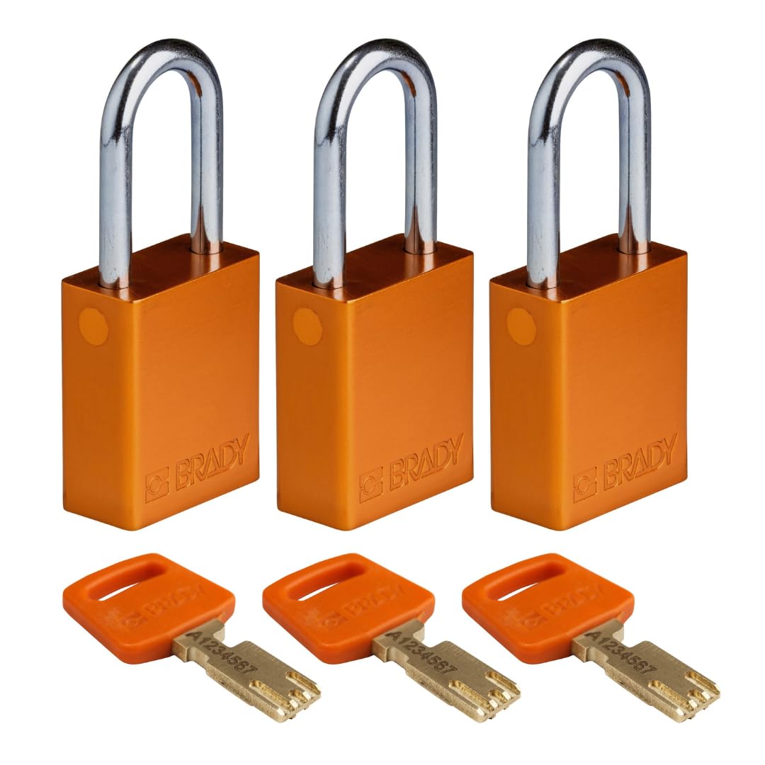 Brady SafeKey Lockout Padlock - Heavy Duty Aluminum Safety Lock with 1.5