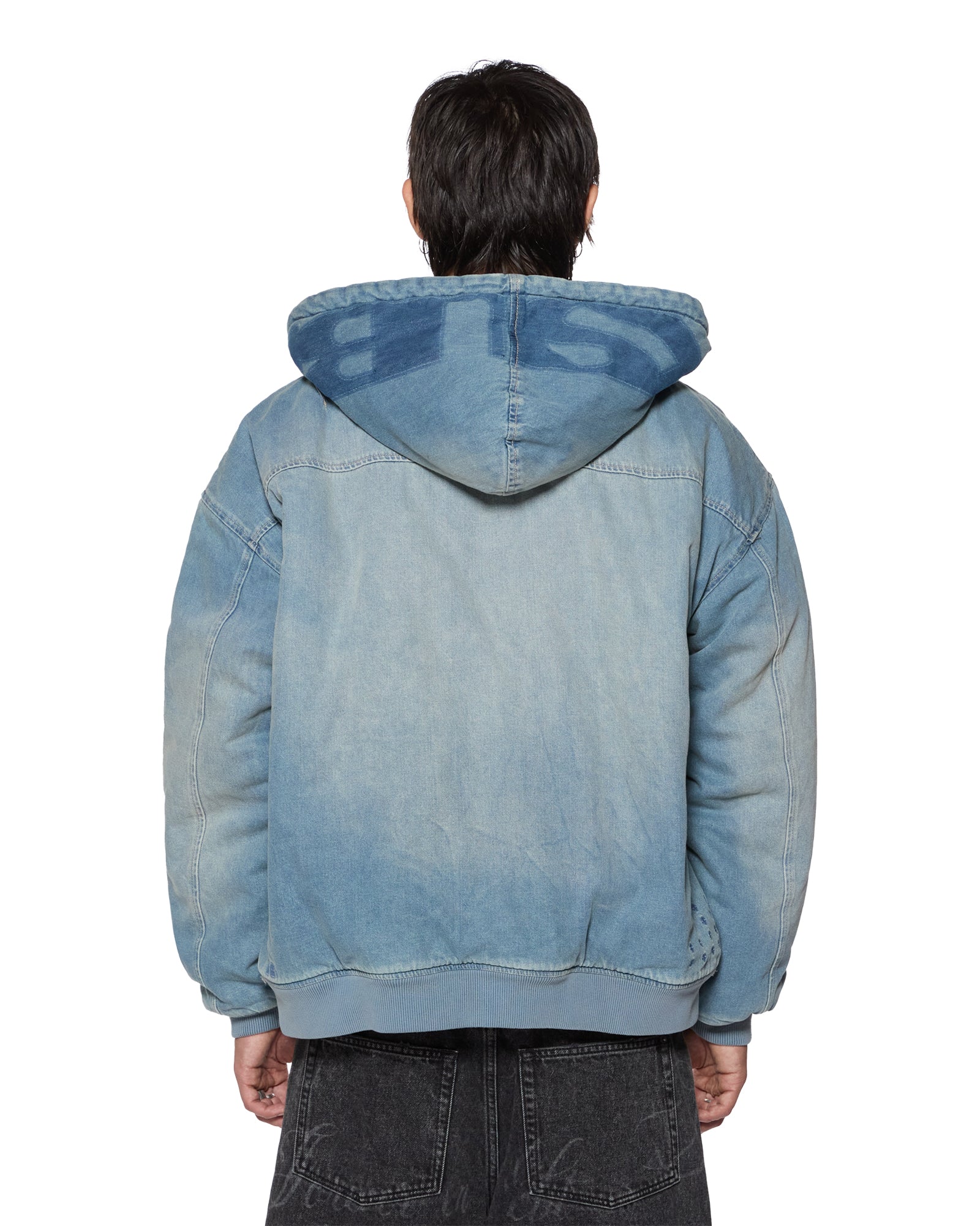 Vintage Faded Indigo Slouch Bomber Jacket for Men & Women - Stylish Casual Outerwear for Everyday Wear & Street Fashion