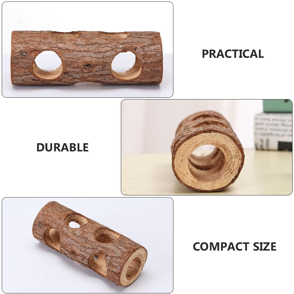 2 Pack Hamster Chew Toys - Natural Wooden Tree Hole Tunnel & Tube for Small Pets - Safe Chewing Exercise for Hamsters, Gerbils, Mice - Perfect for Cage Enrichment and Playtime Activities