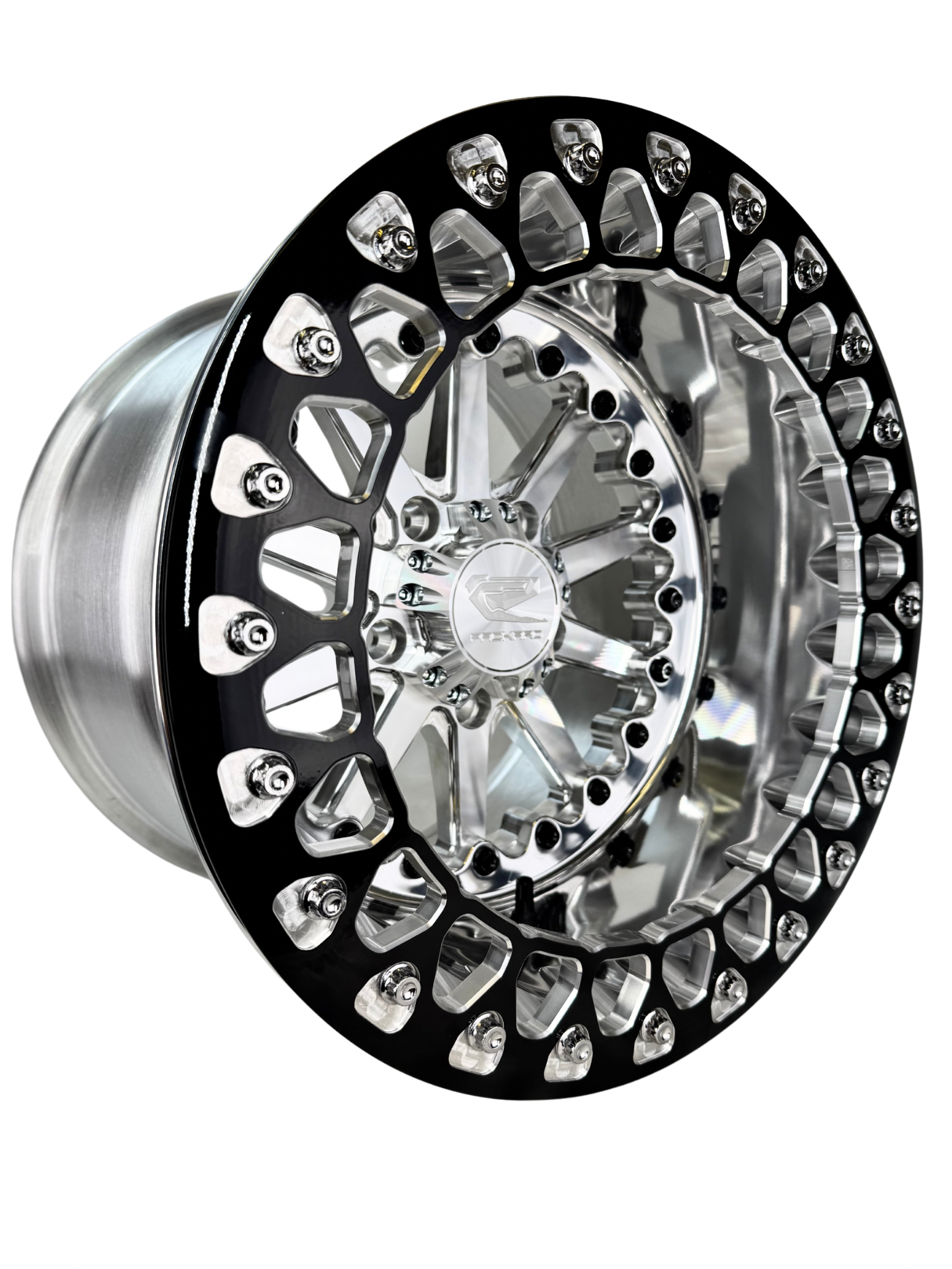 Element FF Forged Polished Beadlock Wheels - Silver 5x4.5 Bolt Pattern for RZR Pro R - Off-Road Racing & Trail Riding Accessories