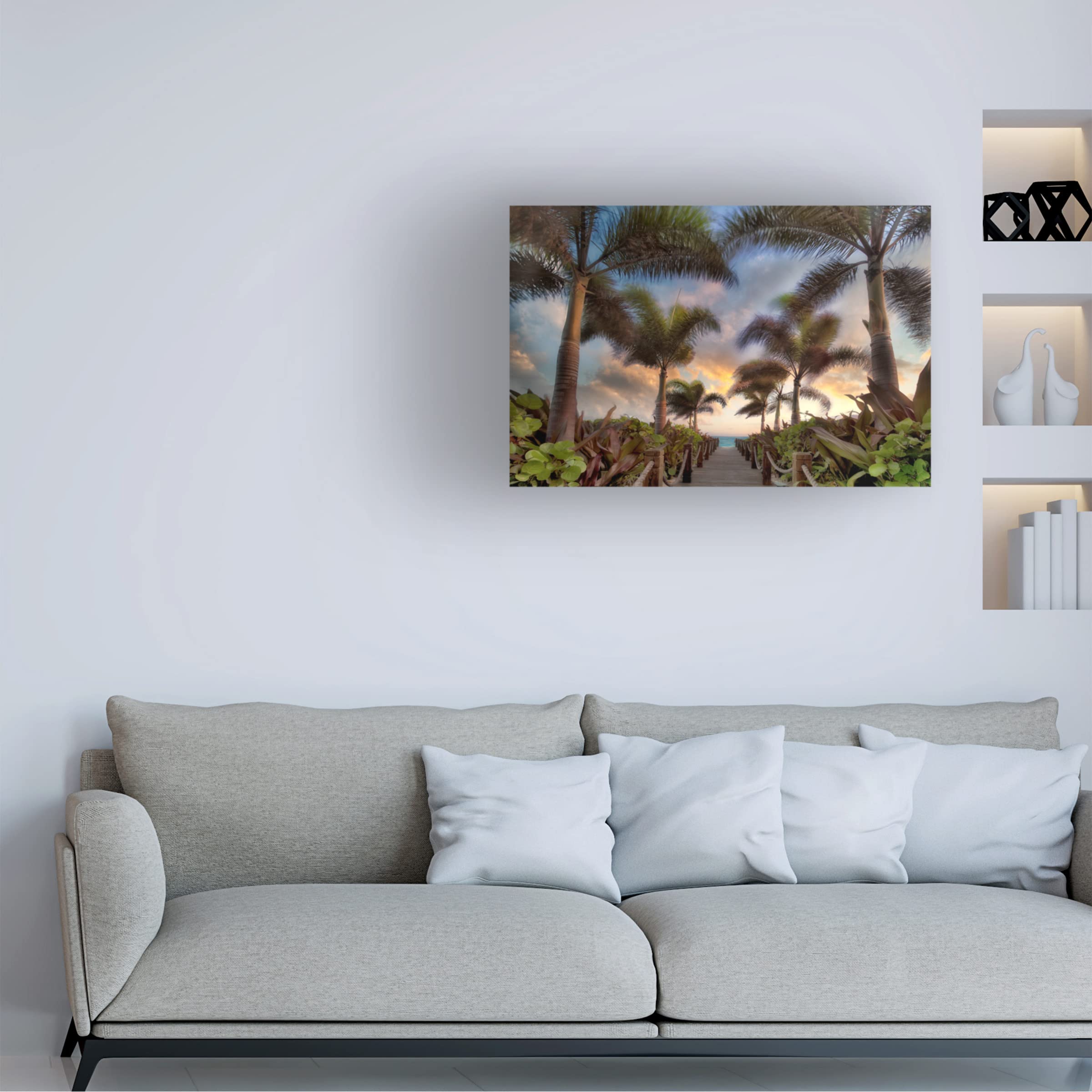 Dennis Frates 'Palms 3' Canvas Wall Art Print - Tropical Beach Landscape Painting for Living Room, Bedroom & Office Decor