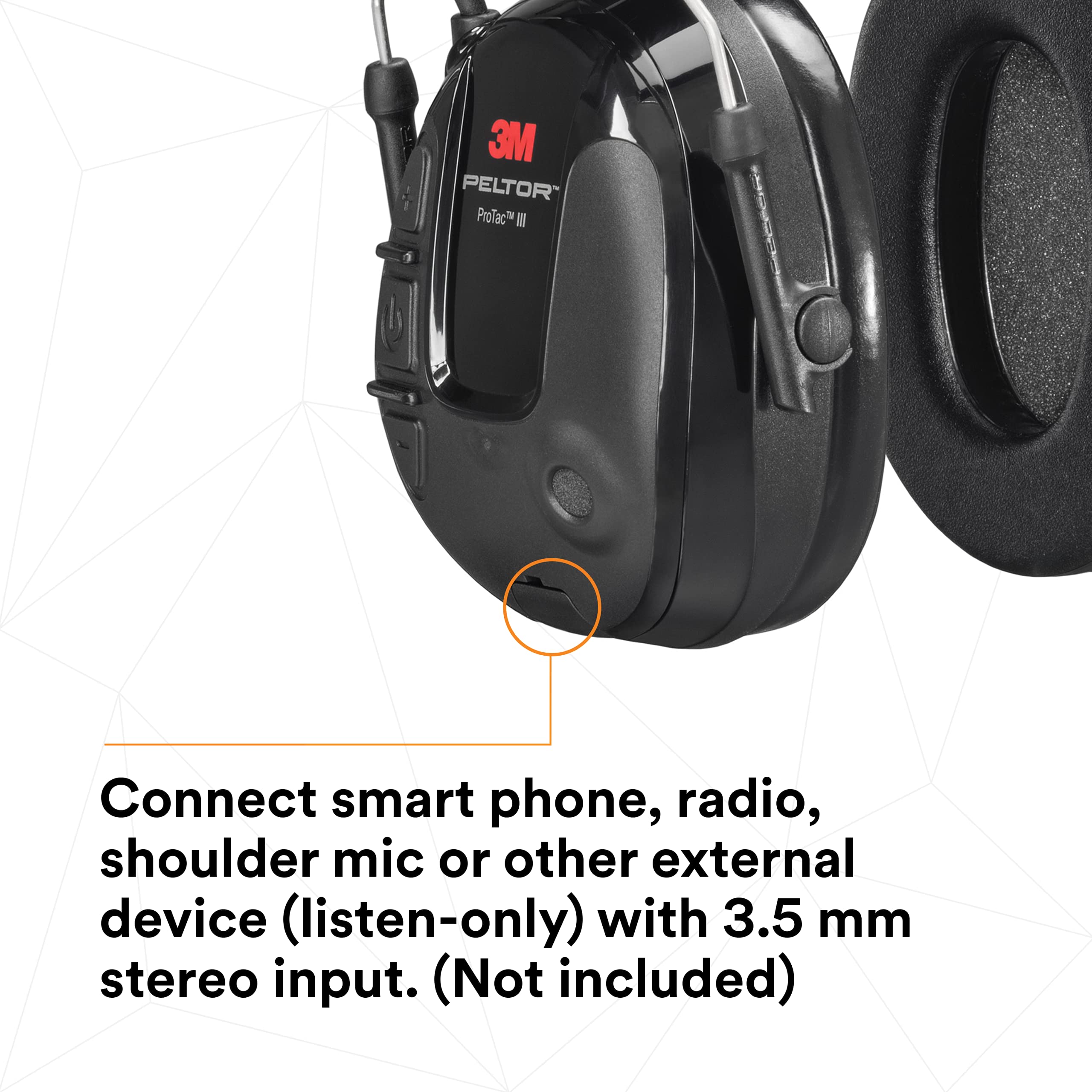 3M PELTOR ProTac III Hearing Protection Headset with Microphone - Wireless Bluetooth 3.5mm Noise Canceling Headphones for Shooting Range, Construction & Industrial Work Safety Gear