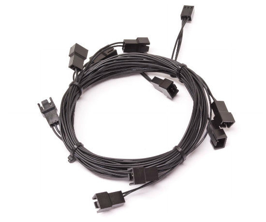 ModRight Blackout Series 3 Pin to 9x3 Pin Y Splitter Cable 24 Inches - High-Quality PC Power Extension for Gaming Rigs, Workstations & Custom PC Builds
