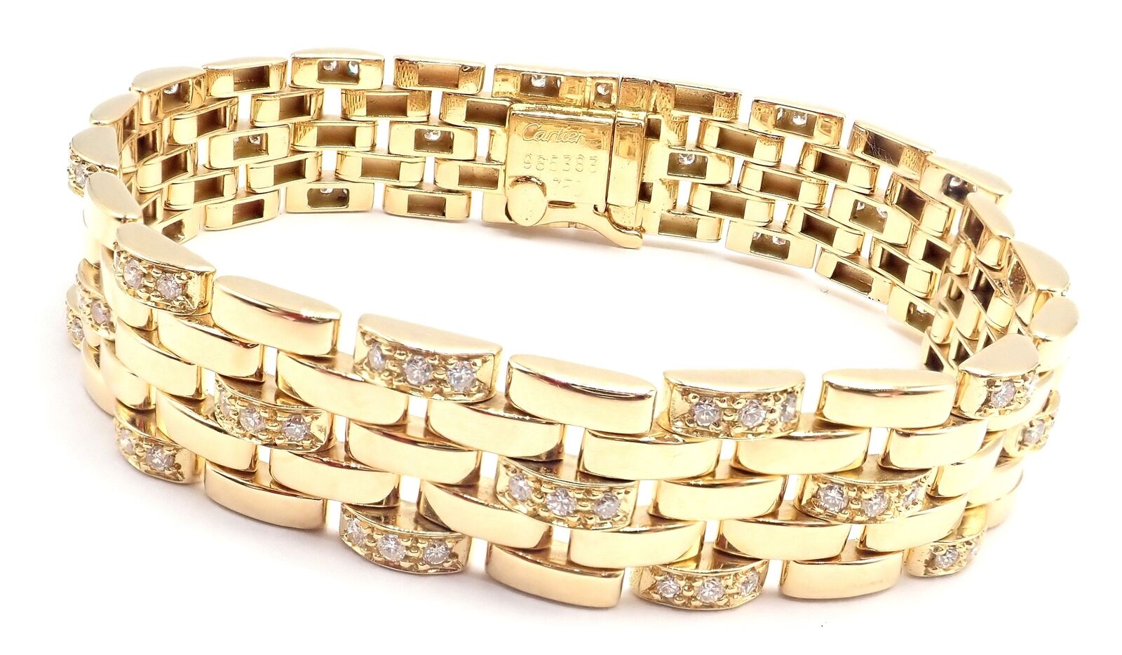 Authentic Cartier Maillon Panthere 18K Gold Diamond Five Row Link Bracelet for Women - Luxury Jewelry Gift for Anniversary, Birthday & Special Occasions