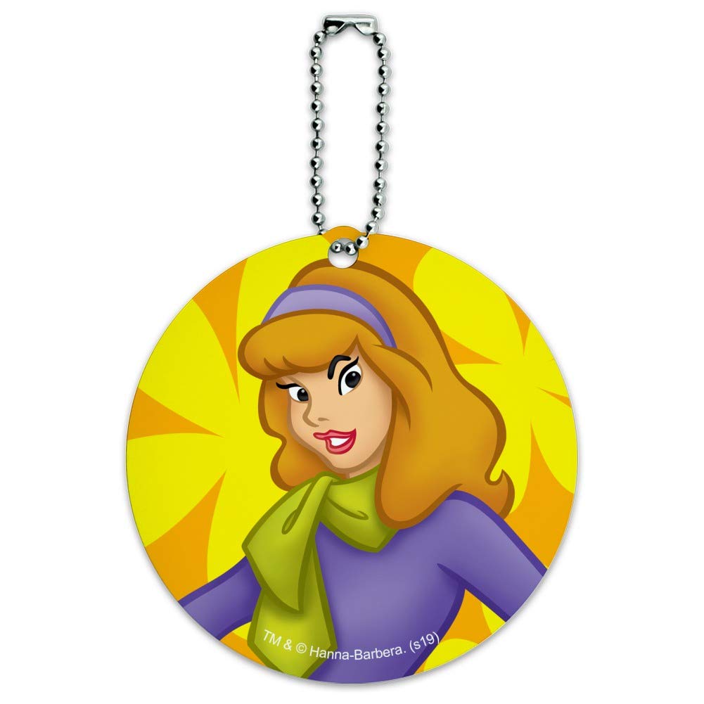 Scooby Doo Daphne Character Round Luggage ID Tag - Cute Suitcase Name Tag for Carry-On Bags - Perfect for Travel, School Backpacks & Kids' Luggage Identification