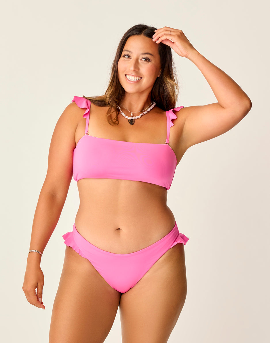 Bev Ruffle Bottom Dress - Hot Pink Women's Party Dress for Cocktail, Wedding, and Special Occasions