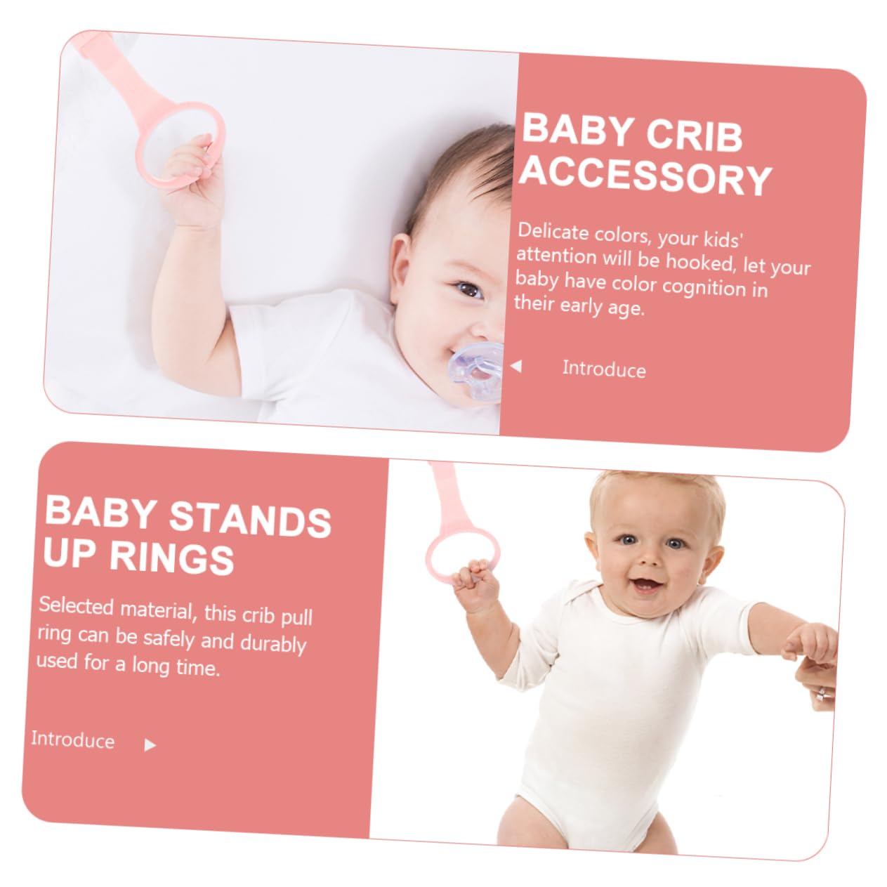Kisangel 4-Pack Pink PP Bed Pull Rings - Safety Stand Rings for Vertical Assistance, Nursery & Elderly Care - Easy Pull-Up Handles for Mattress Adjustment & Mobility Support
