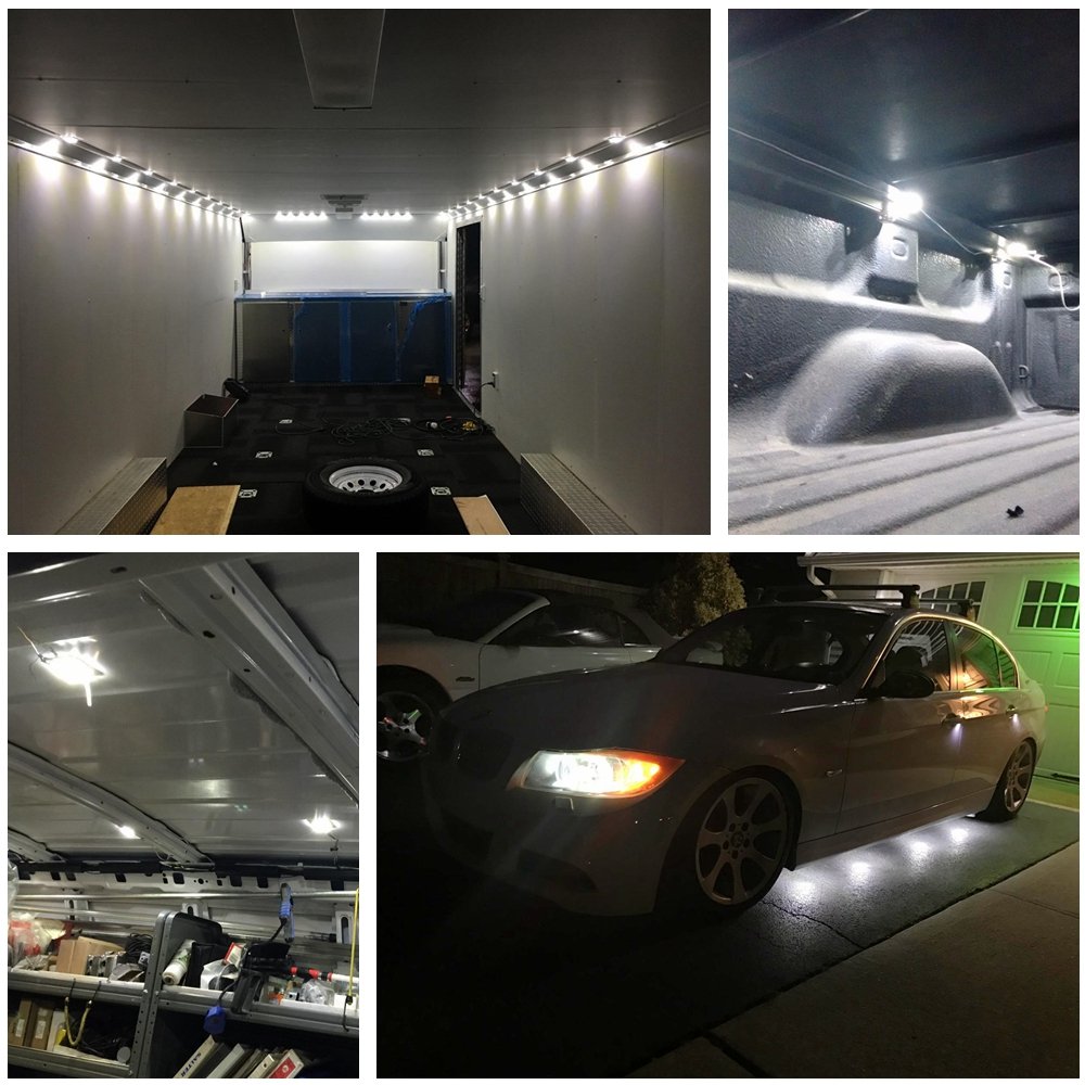 12V 40 LED White Waterproof Interior Van Lights with Projection Lens - Perfect for LWB Vans, Boats, Caravans, Trailers & Ceiling Lighting - Ideal for Camping, Road Trips & Nighttime Vehicle Illumination
