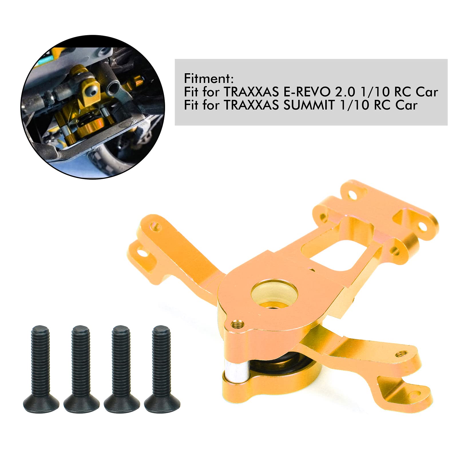 VGEBY Alloy Steering Bellcrank Assembly & Steering Post Holder - Compatible with Traxxas EREVO 2.0 & SUMMIT 1/10 RC Cars (Gold) - Upgrade for Precise Control & Durability in Off-Road Racing & Crawling