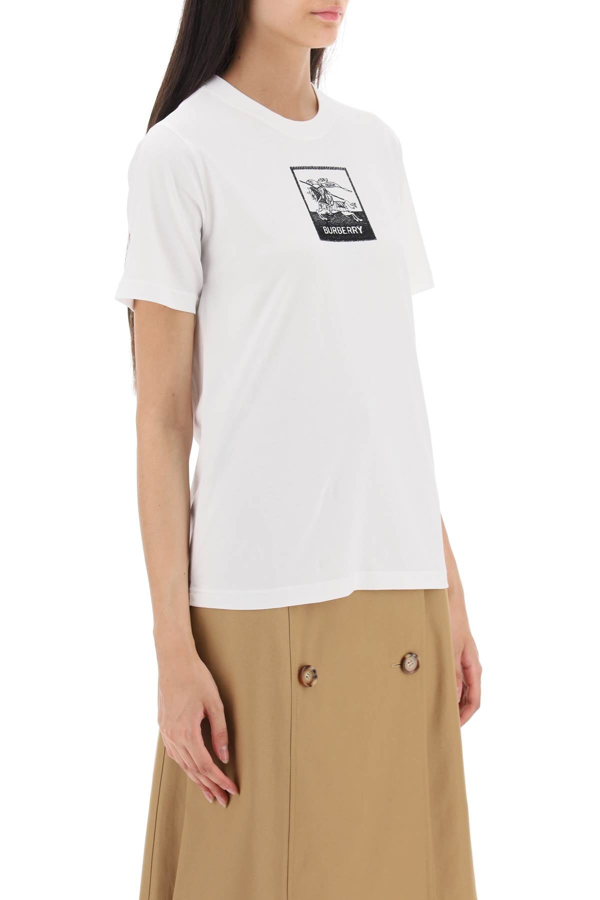 Burberry Margot Embroidered T-Shirt for Women - Luxury Cotton Tee with EKD Embroidery for Casual Wear & Everyday Outfits