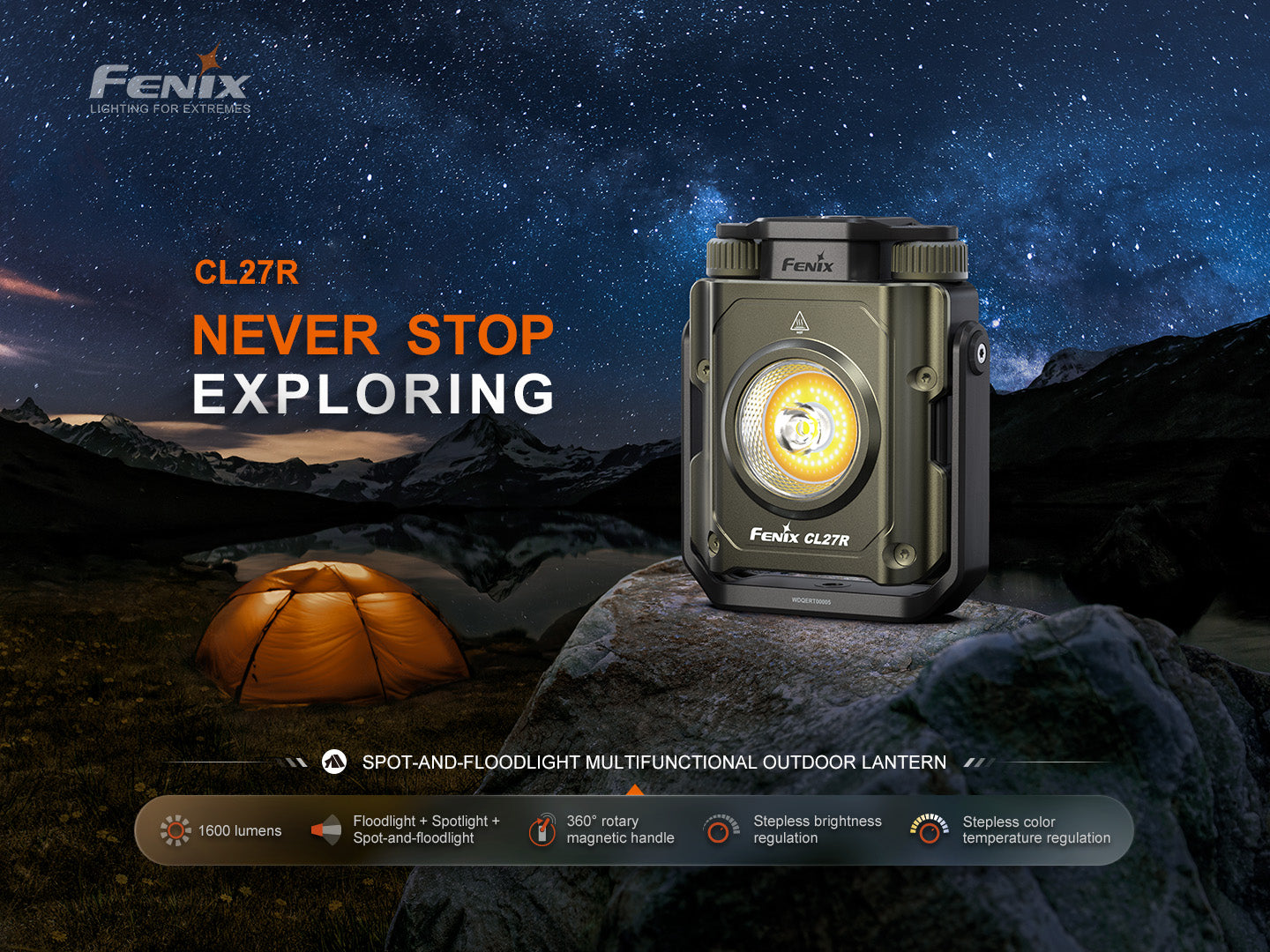 Fenix CL27R Rechargeable Camping Lantern - 550 Lumen LED, IP66 Waterproof, Perfect for Outdoor Adventures, Hiking, Emergency & Power Outages