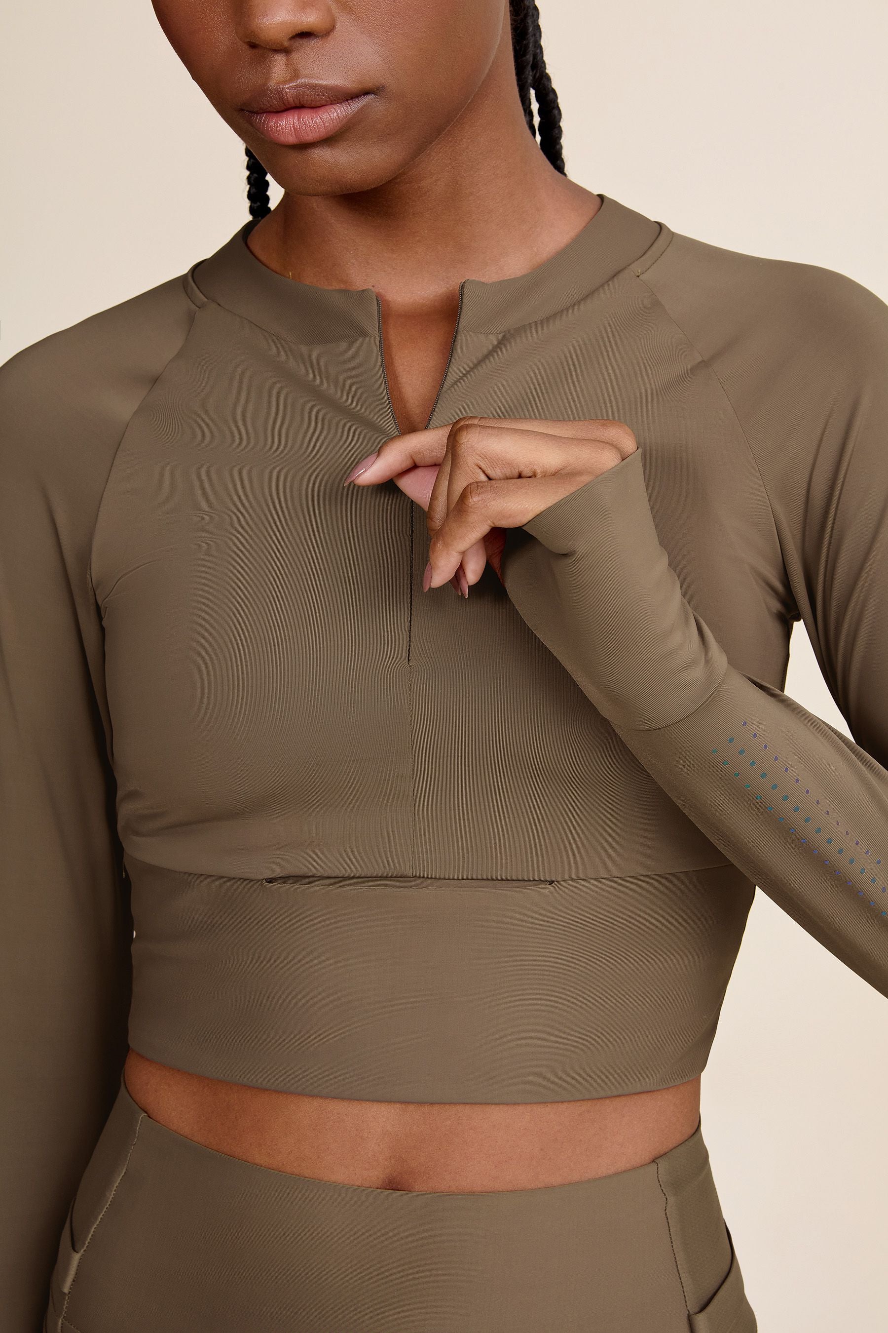 Race Pro® Tule Cropped Long Sleeve Top - Women's Athletic Workout Shirt for Running, Yoga & Gym - Breathable Performance Activewear