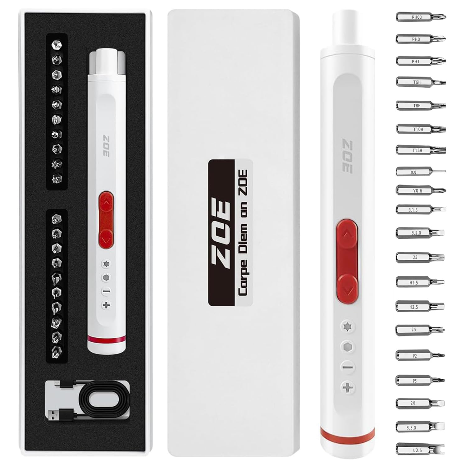 22-in-1 Mini Electric Screwdriver Set - Cordless Rechargeable with LED Light & 20 Steel Bits | Precision Repair Tool for Phones, Laptops, PS4, Watches & Electronics | Perfect for DIY Home Repairs, Tech Maintenance & Small Device Fixes