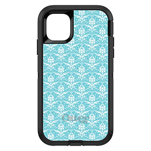 Baby Blue White Damask Pattern On Black Case
