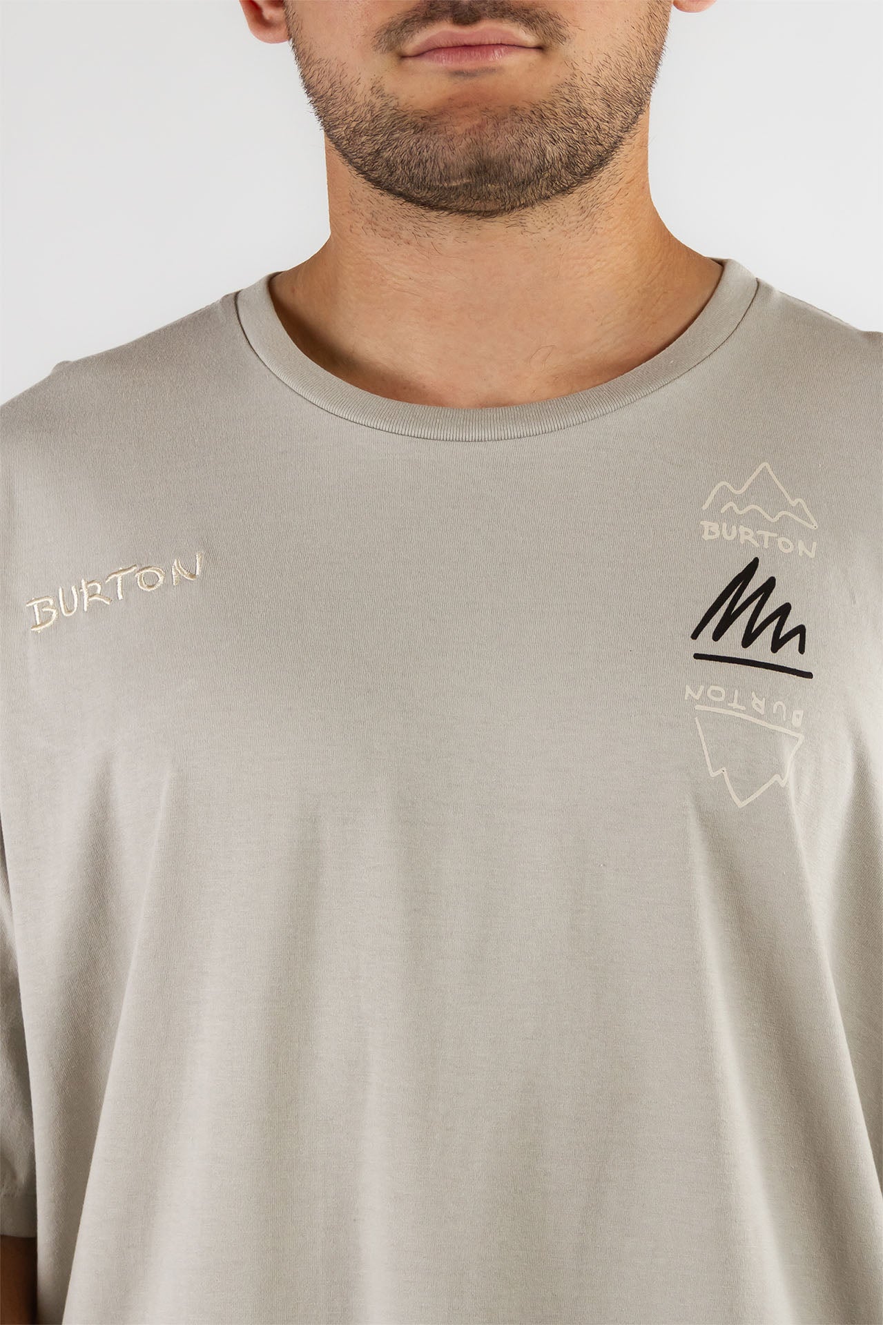 Burton H Mistbow Grey T-Shirt for Men - Comfortable Cotton Casual Tee for Everyday Wear, Outdoor Activities & Street Style