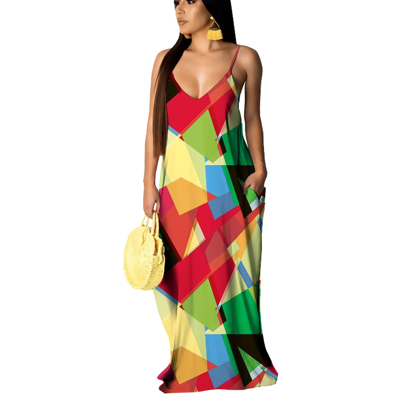 FANDEE Women's Summer Dresses - Casual Bohemian Maxi Sundress for Beach, Vacation & Plus Size | Lightweight Flowy Long Dress for Outdoor Parties, Travel & Romantic Dates