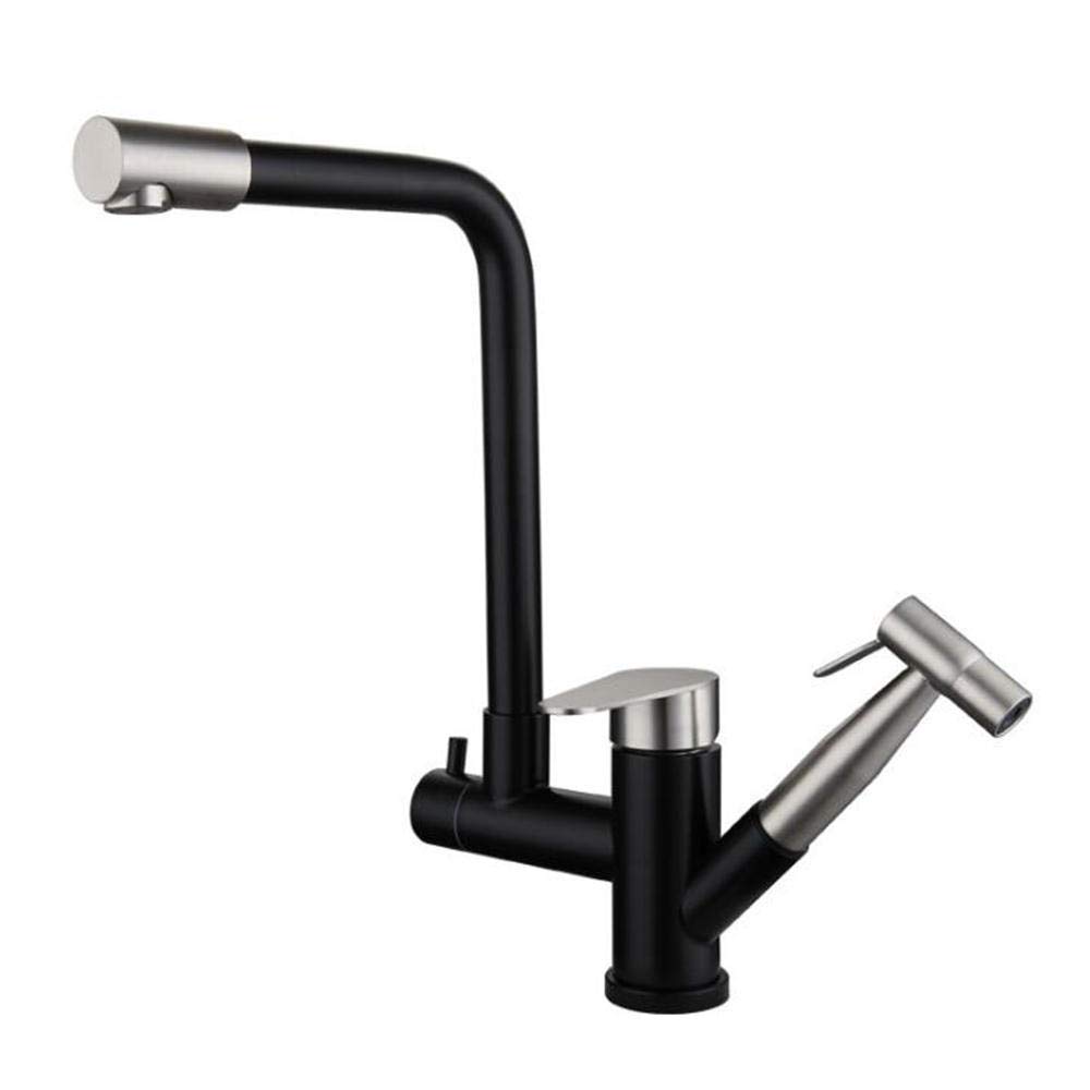 Black Stainless Steel Pull Down Kitchen Faucet with Sprayer - for Modern Sinks