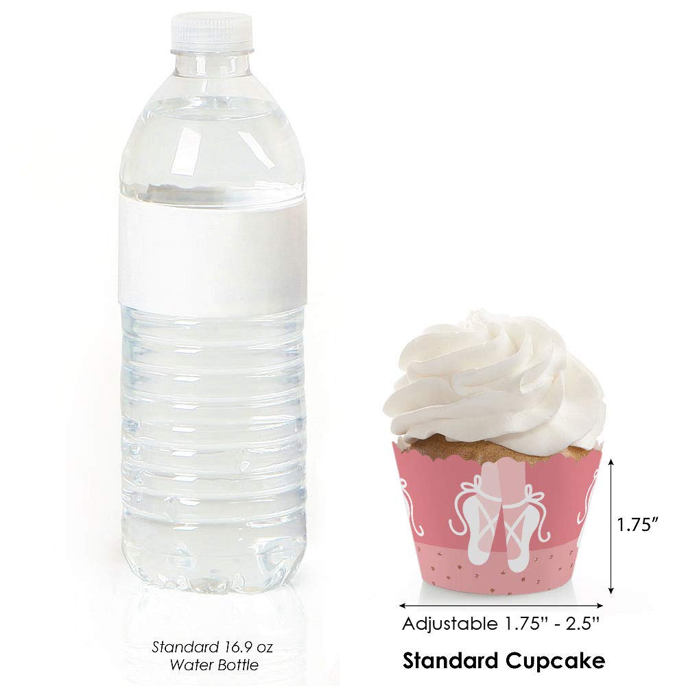 Big Dot of Happiness Tutu Cute Ballerina Ballet Birthday Party Decorations - 12-Pack Cupcake Wrappers for Baby Showers, Ballet Themed Parties & Princess Celebrations - Perfect for Birthday Cakes, Dessert Tables & Party Decor