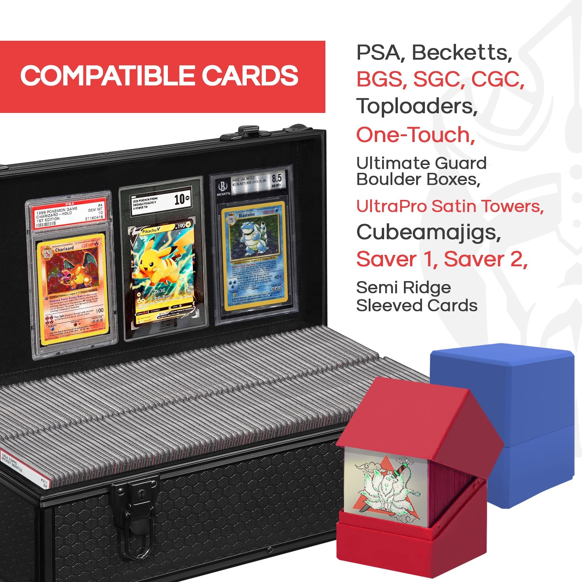 PSA Graded Card Storage Case - Heavy Duty Lockable Box Holds 120+ Slabs | Protective Hard Case for Sports Cards, Beckett BGS, SGC, CGC Toploaders & One-Touch Holders | Includes Foam Padding | Perfect for Collectors, Card Shows & Secure Home Storage