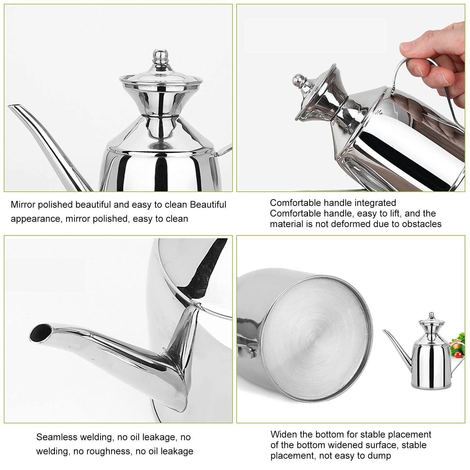 Premium Stainless Steel Olive Oil Dispenser - Leakproof Kitchen Oil Bottle with Drizzler Spout - Large Capacity for Cooking, Salad Dressing & Baking - Perfect for Restaurants & Home Kitchens