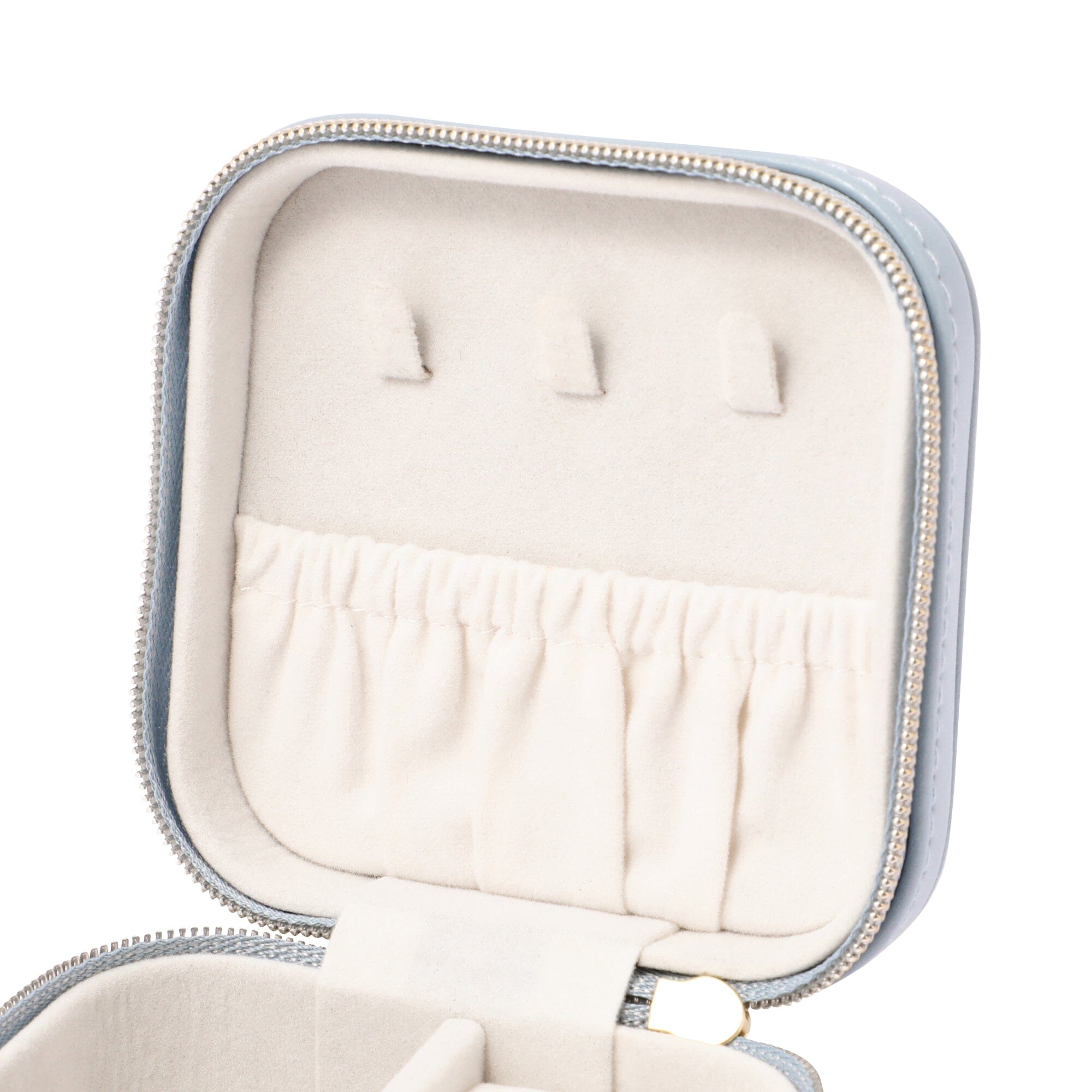 Elegant Blue Embroidery Flower Travel Jewelry Box - Perfect for Organizing Necklaces, Rings & Earrings on Vacation