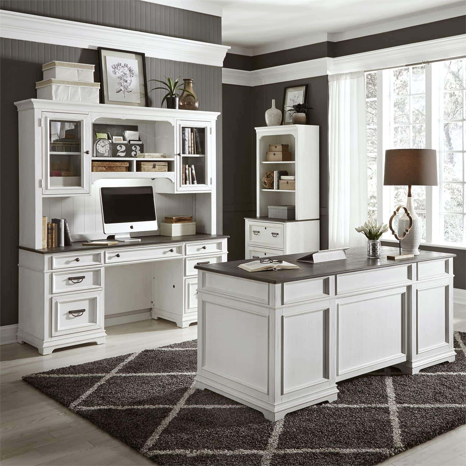 Two-Tone Home Office Desk - Modern Ergonomic Writing & Computer Workstation for Remote Work & Study - Perfect for Small Spaces & Home Offices