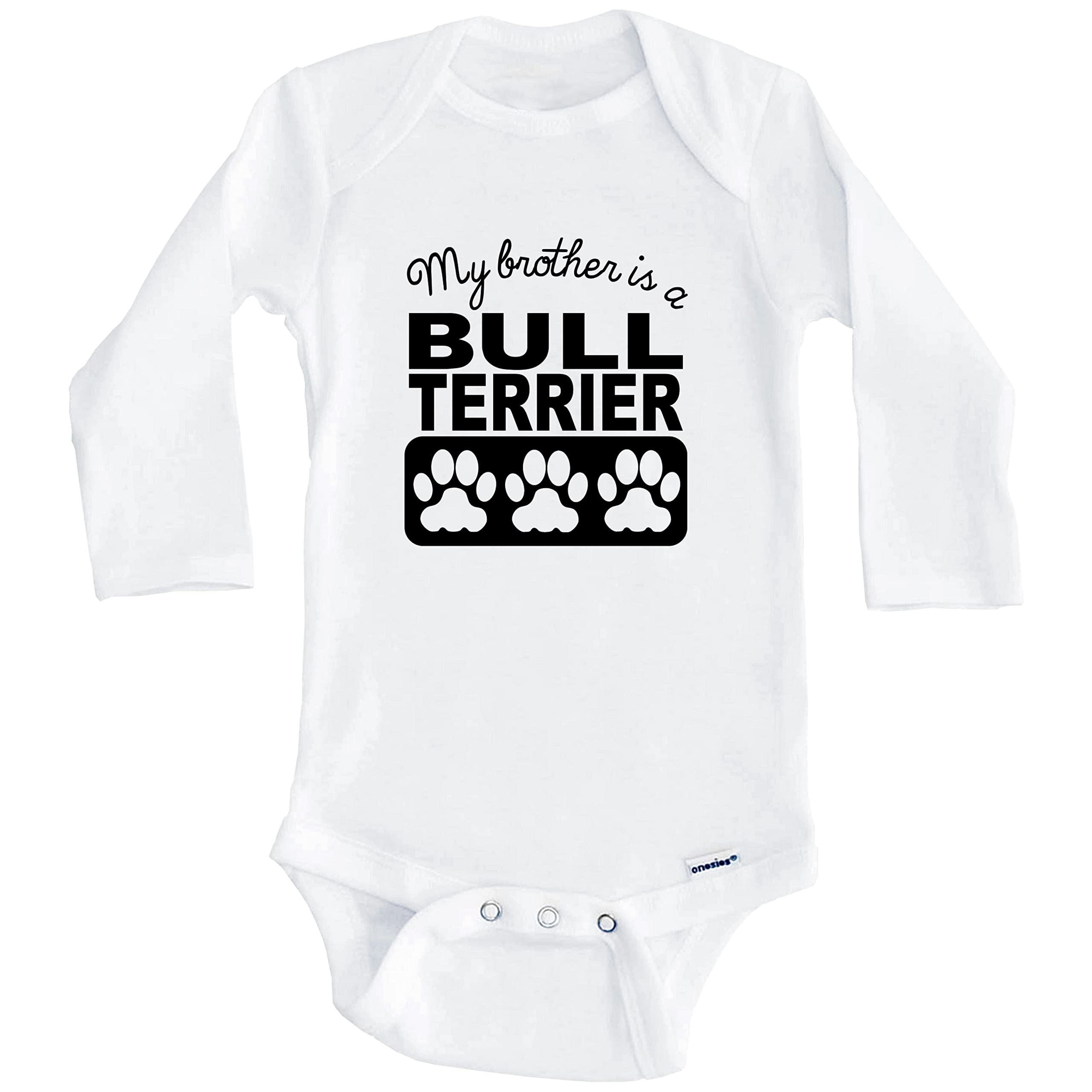 My Brother is A Bull Terrier One Piece Baby Bodysuit - Long Sleeve Infant Romper for Boys & Girls - Perfect for Family Photos, Playdates & Casual Outings