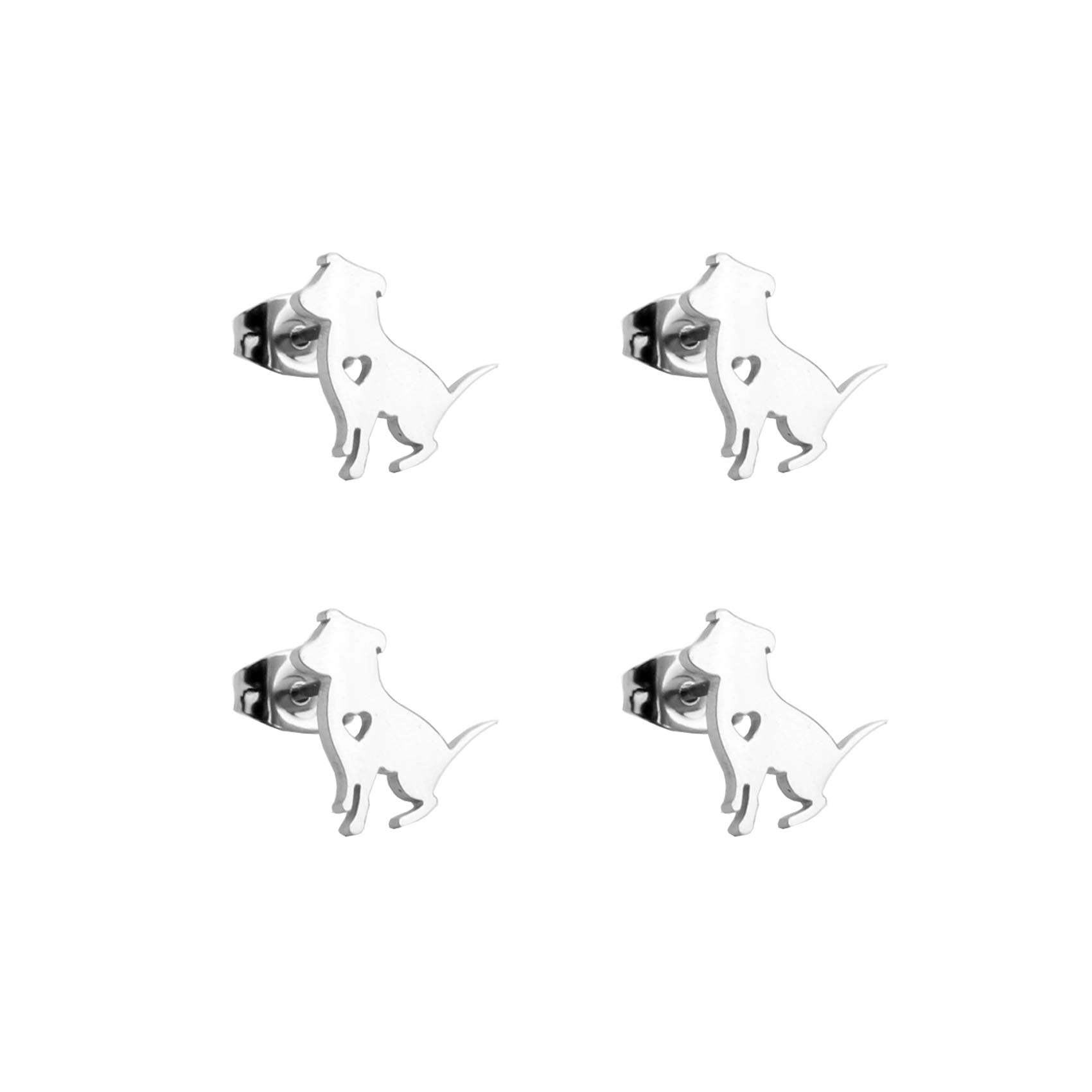 Cute Tiny Dog Stud Earrings - 2 Pairs Stainless Steel Pet Lover Jewelry - Perfect Gift for Dog Moms | Great for Everyday Wear, Special Occasions & Dog-Themed Parties