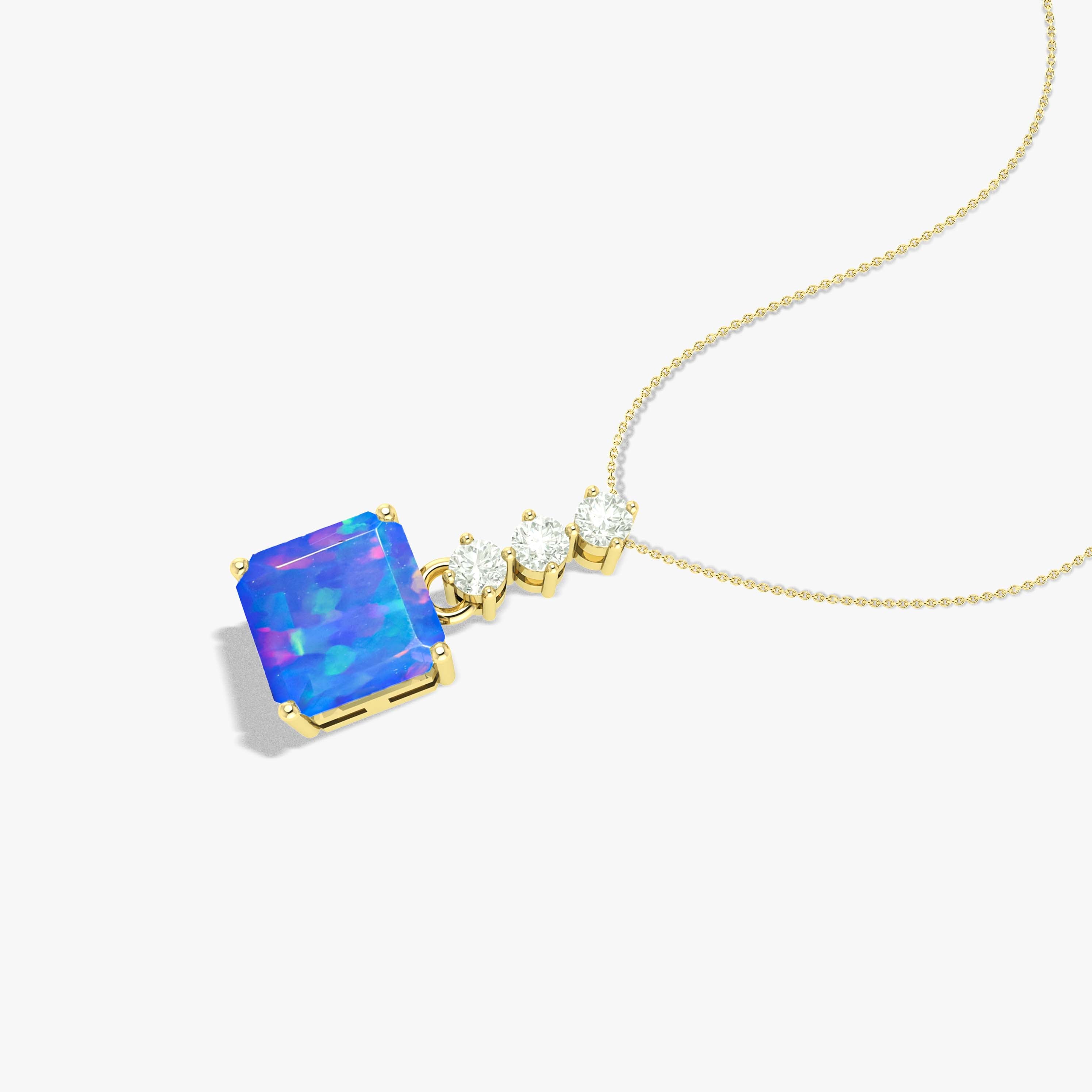 Blue Opal Octagon Gemstone Pendant - Handmade Multifire Jewelry for Women | Perfect for Necklaces, Gifts & Special Occasions