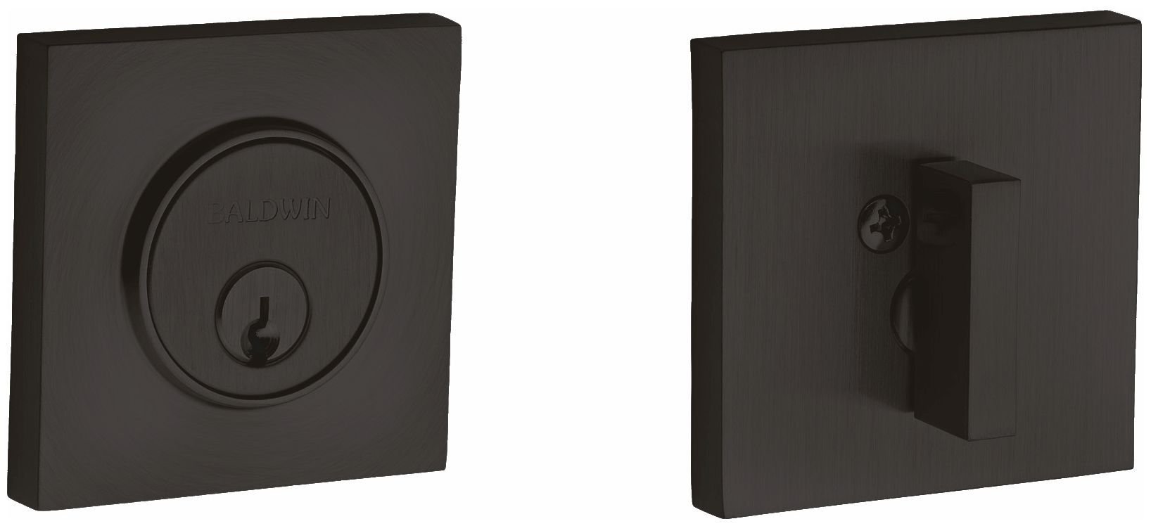 Baldwin 8220 Santa Monica Contemporary Square Single Cylinder Deadbolt - Oil Rubbed Bronze Finish - Secure Entry Door Lock for Homes & Offices