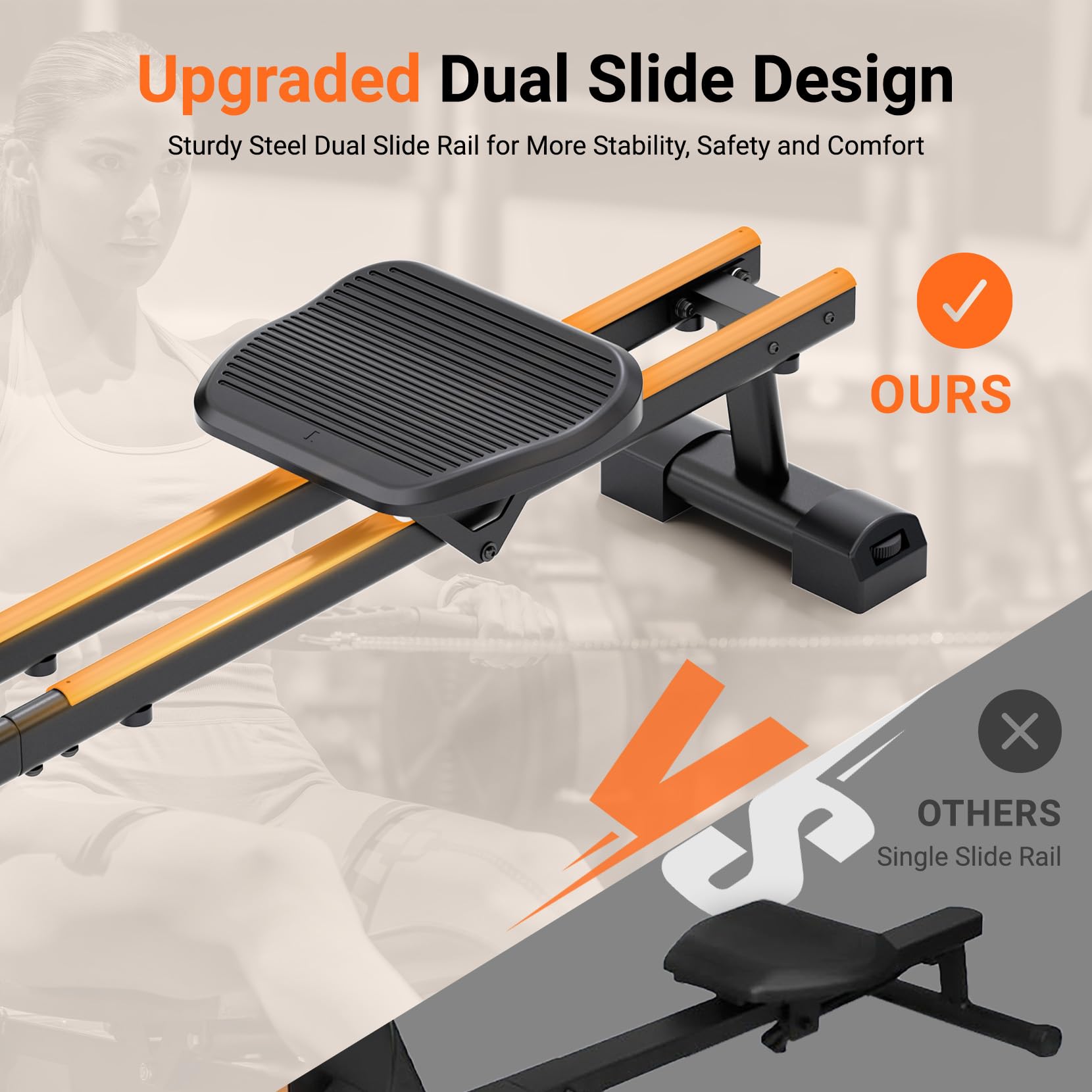 Dripex Magnetic Rowing Machine for Home Gym - 350 LBS Weight Capacity, 16-Level Resistance, Dual Slide Rail, Bluetooth Connectivity & LCD Monitor - Perfect for Full-Body Workouts, Cardio Training & Home Fitness