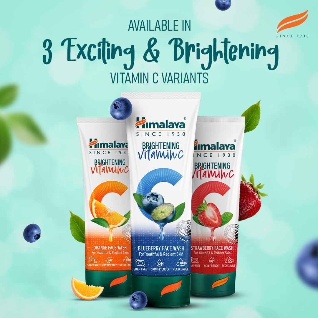Himalaya Brightening Vitamin C Blueberry Face Wash - Skin Brightening Cleanser for Dull Skin, 100ml (Pack of 2) | Gentle Daily Face Wash for Glowing Skin, Morning & Night Routine
