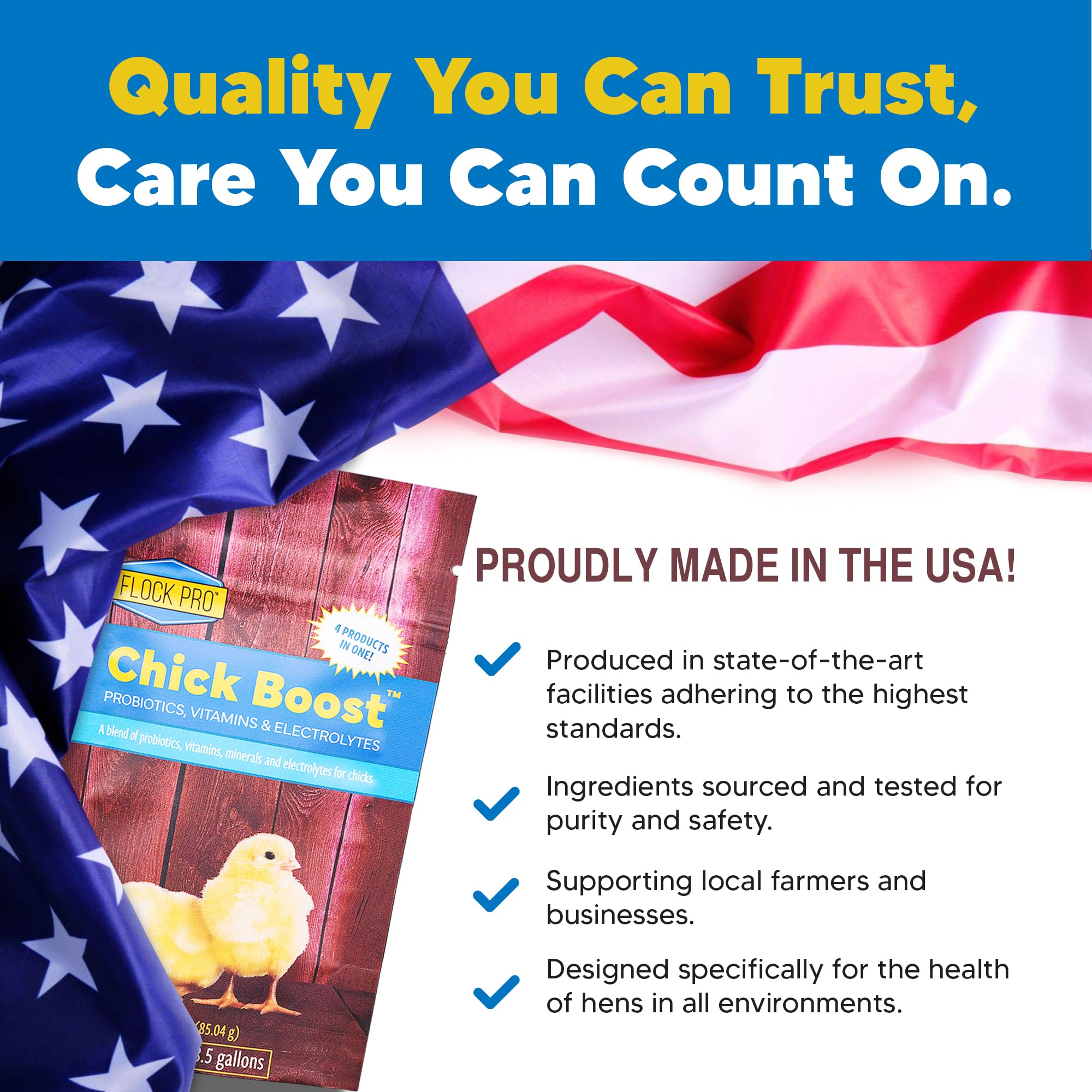 Flock PRO Chick Boost Probiotic for Chickens - Essential Vitamins, Minerals & Electrolytes Supplement | Poultry Health Booster for Strong Immunity & Growth (3Oz) - Perfect for Broilers, Layers & Backyard Flocks