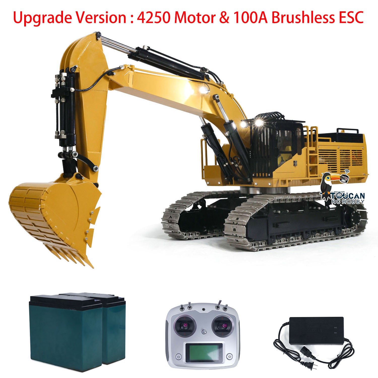1/8 Scale 385CF Hydraulic RC Excavator - Metal Construction Remote Control Toy with ESC & Servo Motor (Ready to Run, Pre-Assembled & Painted) - Perfect for Construction Enthusiasts, RC Hobbyists & Outdoor Play
