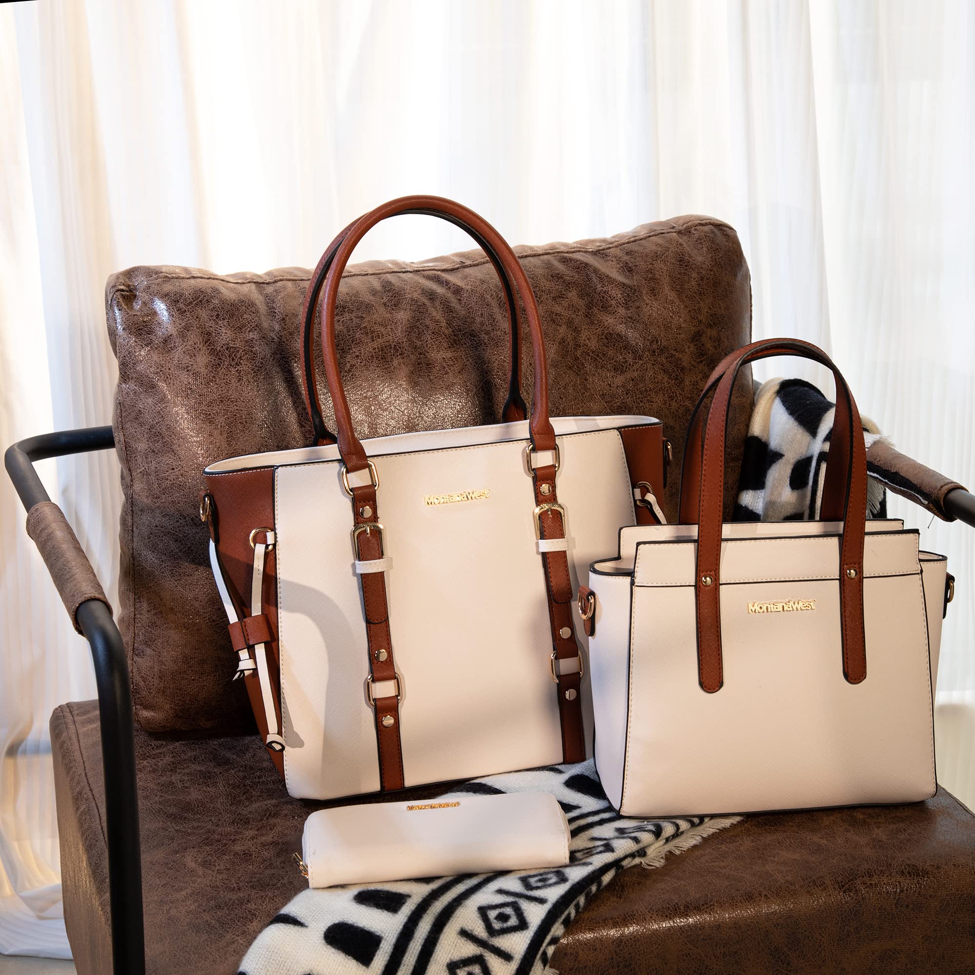 Montana West 3-Piece Women's Purse Set - Tote Bag, Wallet & Shoulder Satchel Handbag | Fashionable Matching Accessories for Work, Travel & Everyday Use