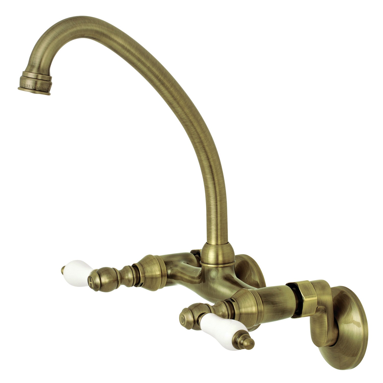 Arcticstone 36 Inch White Ceramic Top Mount Farmhouse Kitchen Sink with Bridge Faucet & Basket Strainer - Antique Brass Finish for Modern & Rustic Kitchens
