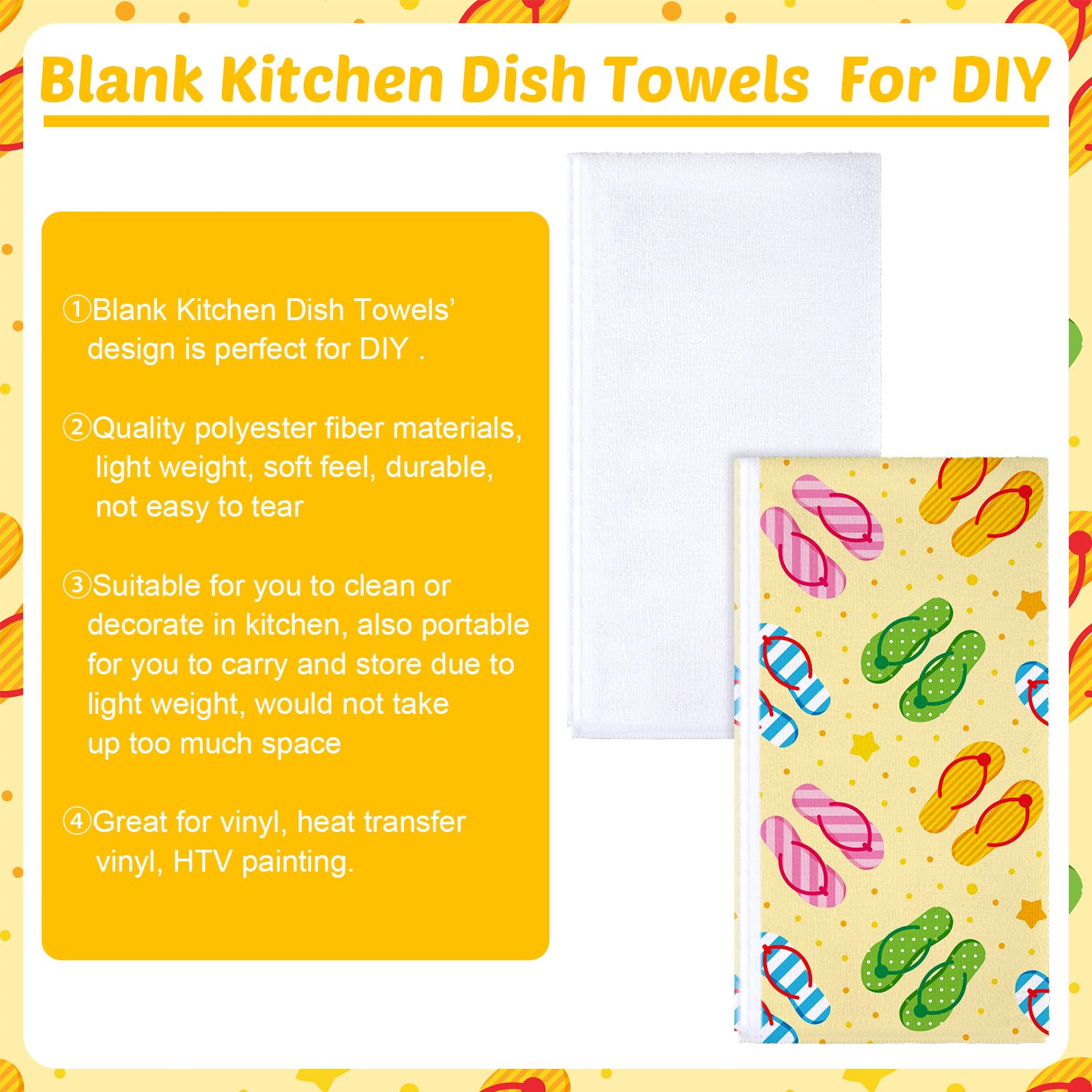 Premium Sublimation Dish Towels - Super Absorbent Multi-Purpose Kitchen & Bathroom Towels (16x24 Inches, 6-Pack) for Cooking, Cleaning & DIY Projects - Ideal for Home, Restaurant & Gifts
