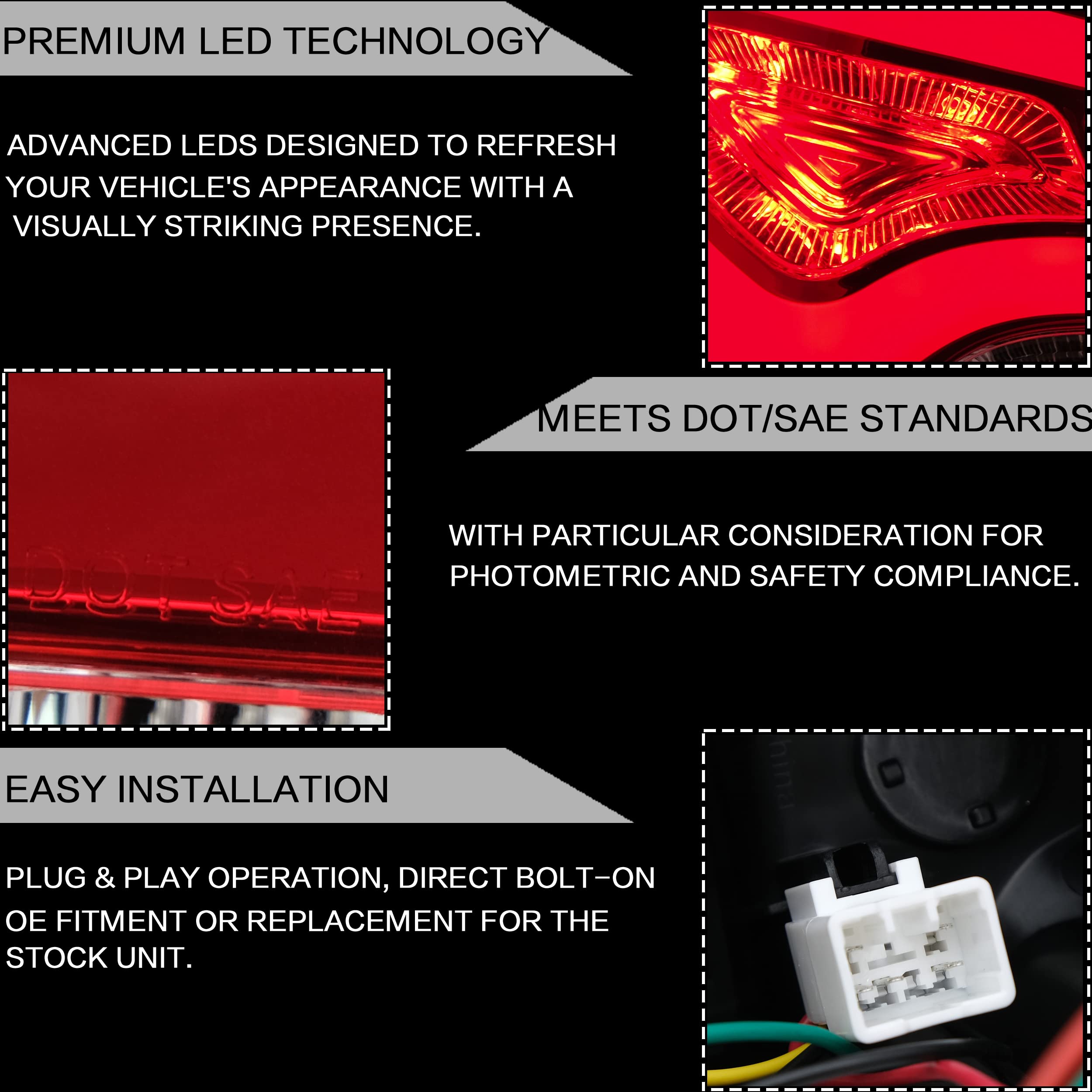 VLAND Red Smoked Tail Lights Assembly for 2011-2014 Hyundai Sonata 6th Gen Sedan (US Version) - DRL, Reverse & Turn Signal Lights | Upgrade Rear Lamps for Enhanced Style & Night Visibility