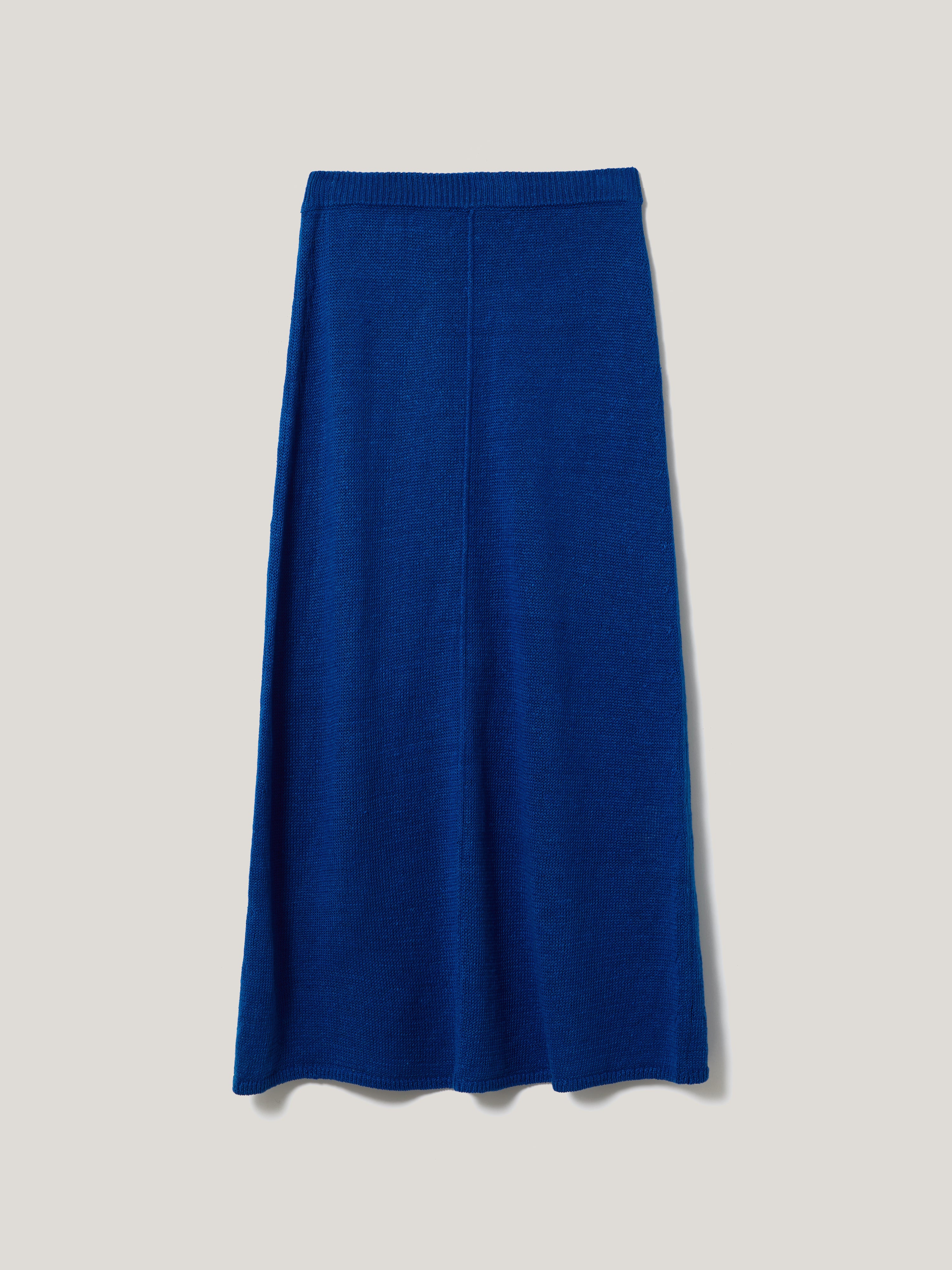 Blue Linen Knitted Skirt for Women - Comfortable Summer Midi Skirt for Casual Outings, Beach Vacations & Boho Style
