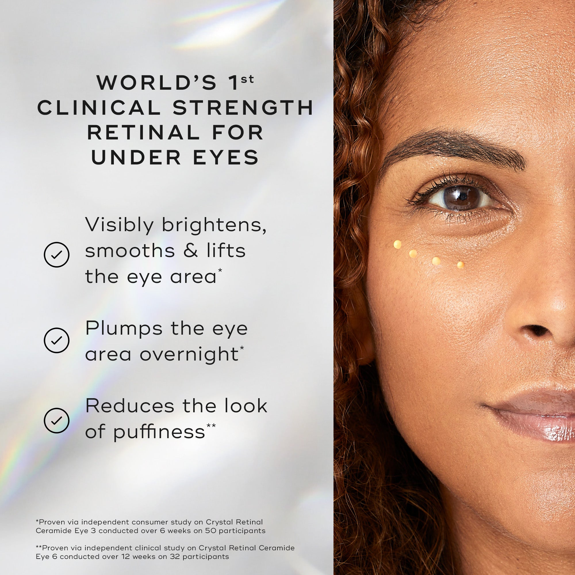 Crystal Retinal® Ceramide Eye Cream - Anti-Aging Eye Treatment for Dark Circles, Wrinkles & Puffiness - Hydrating & Firming Under Eye Cream for Women & Men - Perfect for Night & Day Skincare Routine