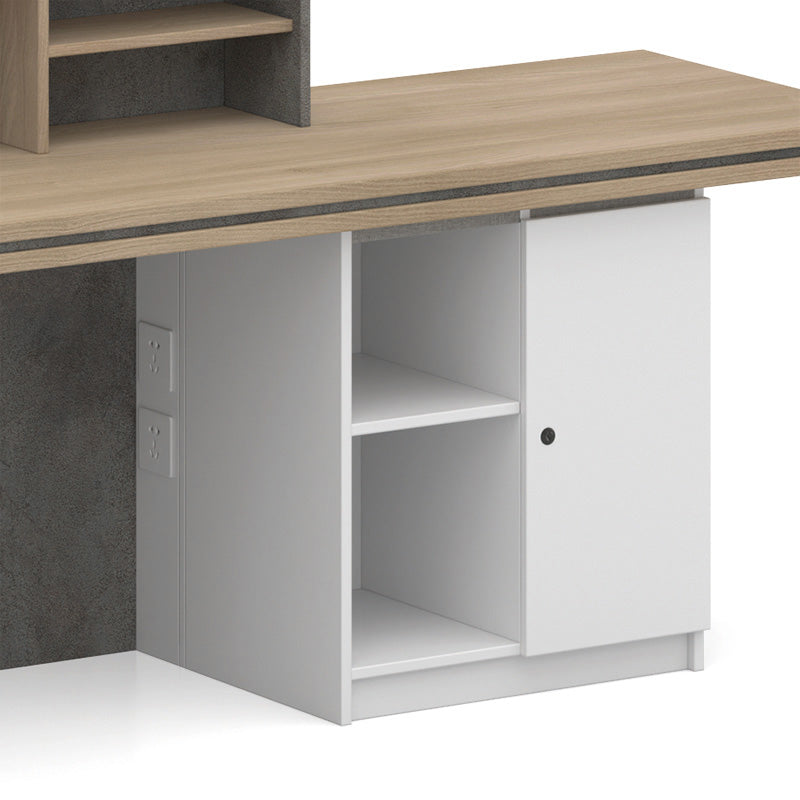 JARIN 2.4M Left Panel Reception Desk in Carbon Grey & White - Modern Office Furniture for Corporate Lobby, Hotel Front Desk & Business Reception Areas