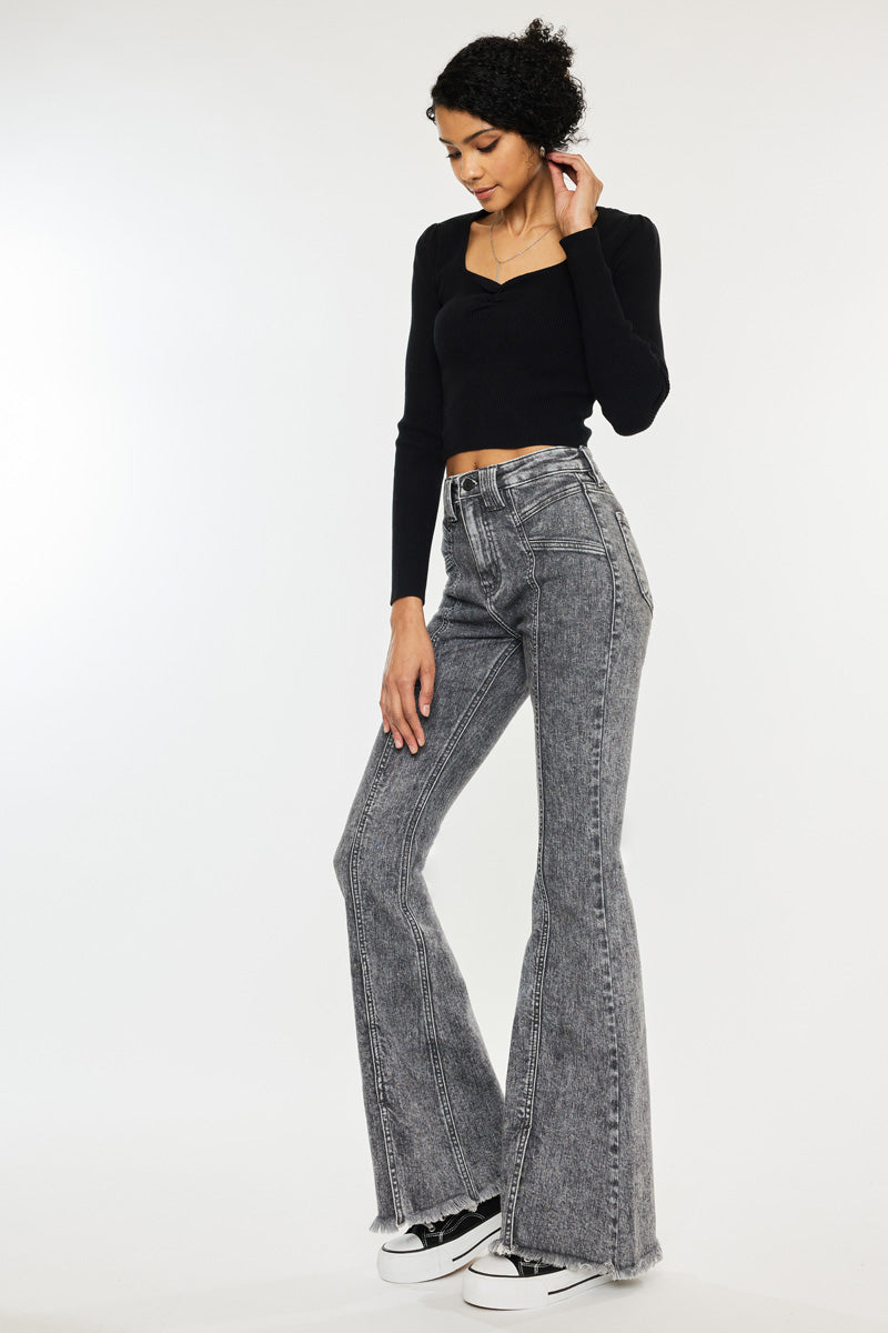 Lucine High Rise Flare Jeans for Women - Stretchy Denim Pants with Bootcut Leg | Perfect for Casual Wear, Date Night & Office Outfits