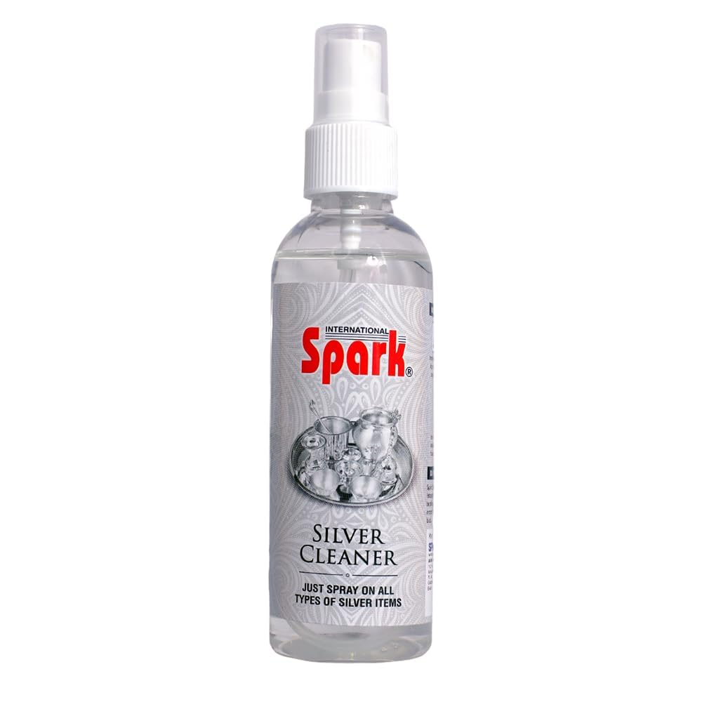 Spark International Silver Polish Cleaner - Liquid Spray for Household Utensils & Jewelry (Pack of 1) - Perfect for Cleaning Tarnished Silverware, Cutlery, and Decorative Items
