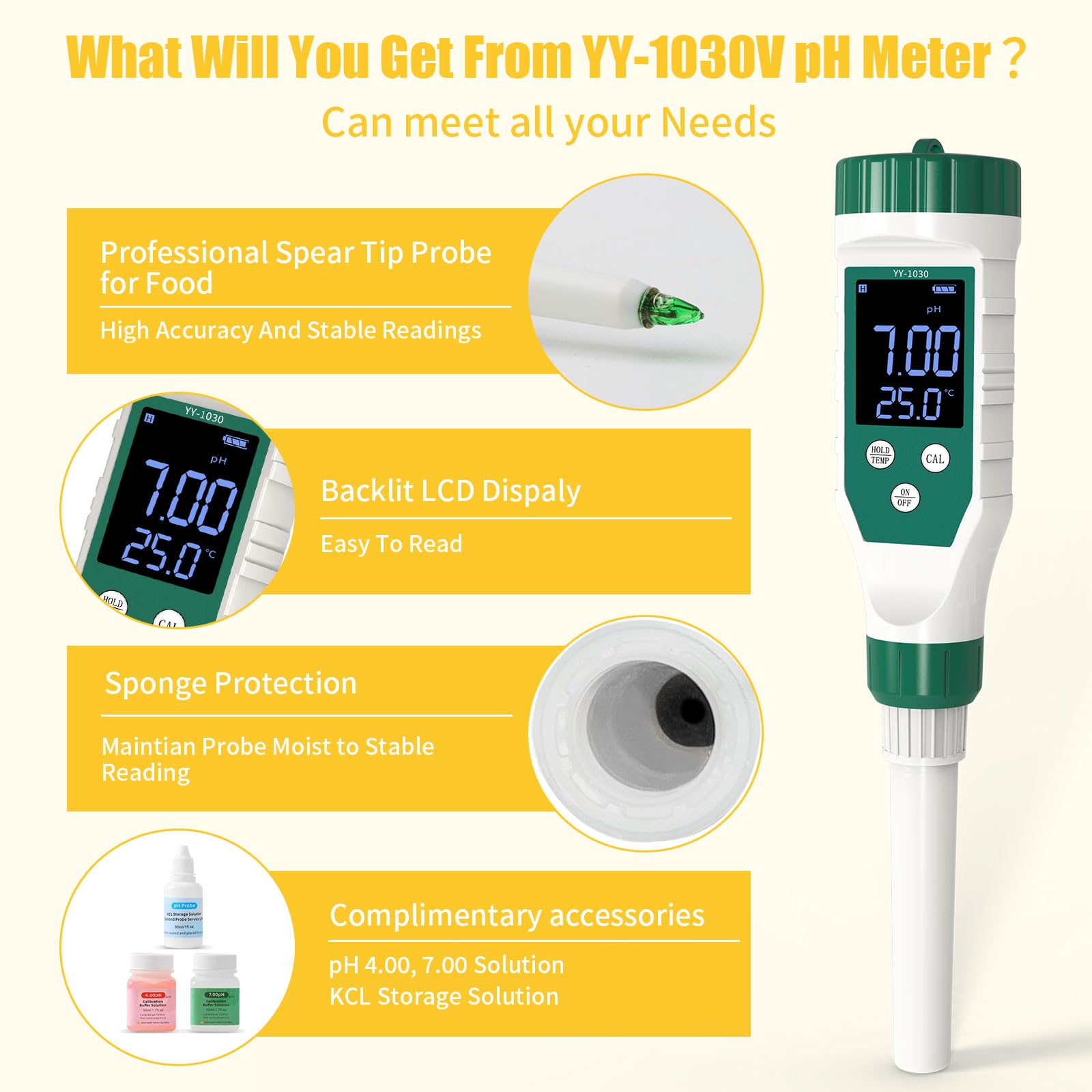High Accuracy Digital pH Meter for Food - 0.01 Resolution pH Tester with Probe for Sourdough, Bread, Canning, Meat, Cheese & Water | Perfect for Home Brewing, Baking & Food Safety Testing