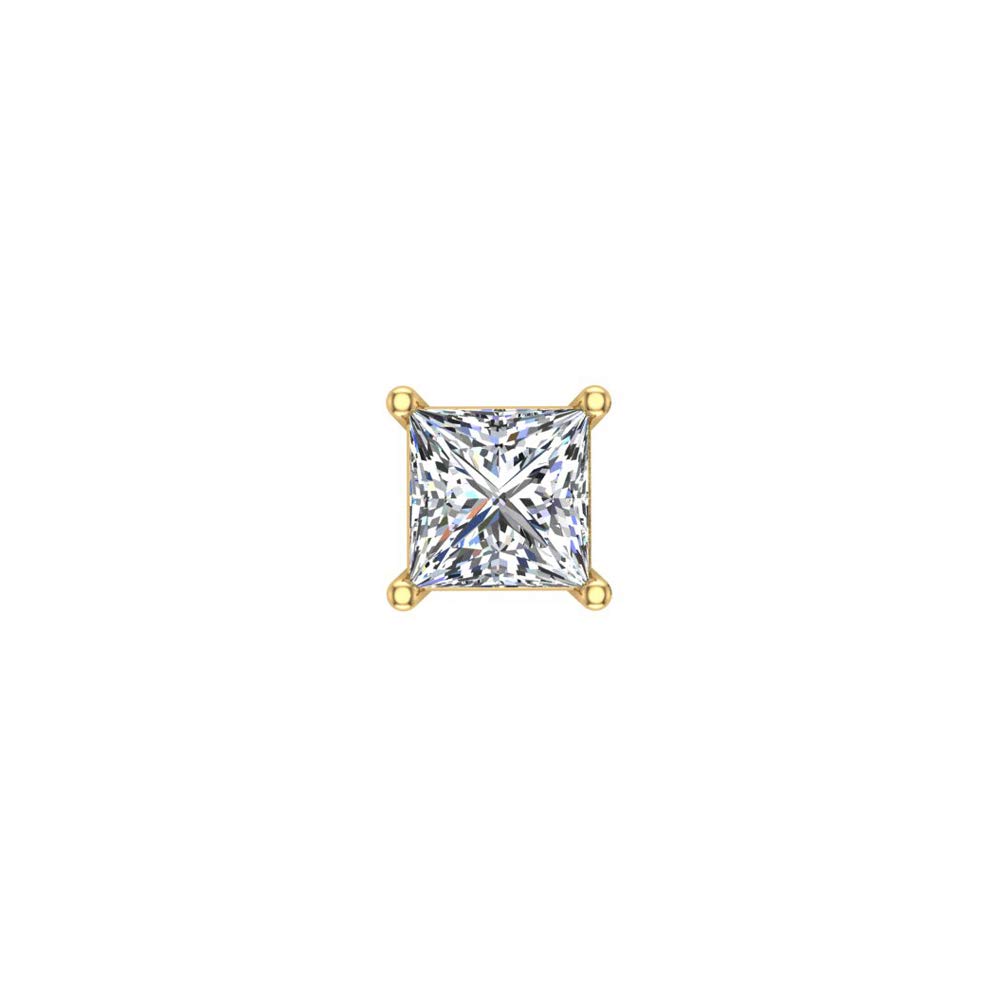 Princess Cut Diamond Stud Earrings for Men & Women - Single Replacement Earring (0.21 CTW) | Perfect for Gifts, Weddings & Everyday Luxury Jewelry