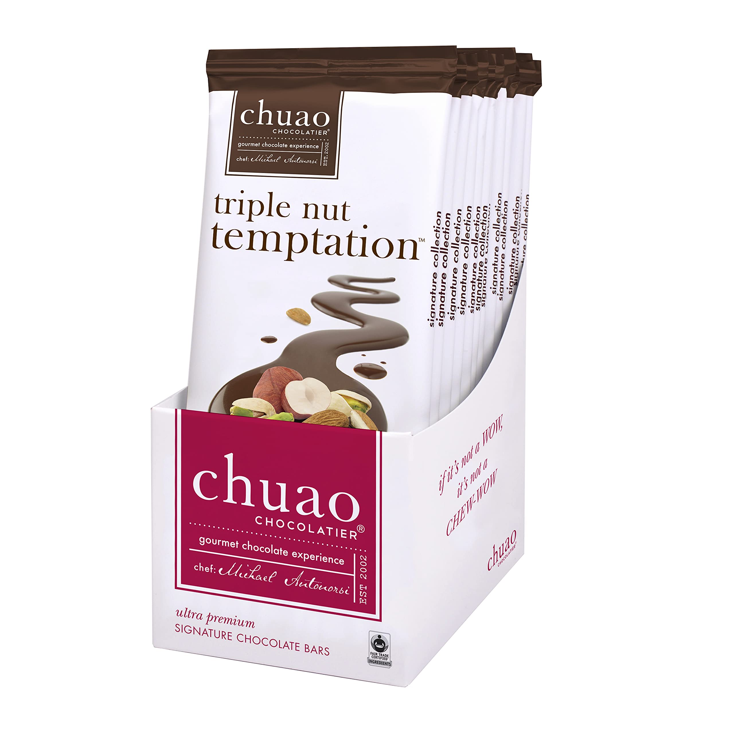 Chuao Chocolatier Triple Nut Temptation Dark Chocolate Bars - Gourmet 70% Cocoa Snacks - 10 Pack (2.8oz Each) - Perfect for Gift Baskets, Birthdays, Thank You Gifts & Care Packages - Ideal for Holiday Parties, Office Treats & Chocolate Lovers