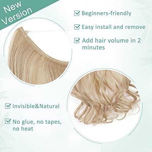 Premium Curly Synthetic Invisible Wire Hair Extensions - Seamless Clip-In Extensions for Volume & Length - Perfect for Parties, Weddings & Everyday Styling