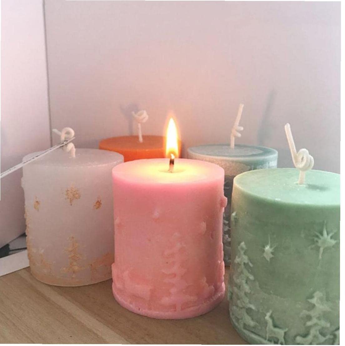 Christmas Silicone Cylinder Candle Mold - DIY Soap, Fondant & Chocolate Decorating Tool for Holiday Baking - Perfect for Xmas Candle Making, Soap Crafting & Festive Desserts